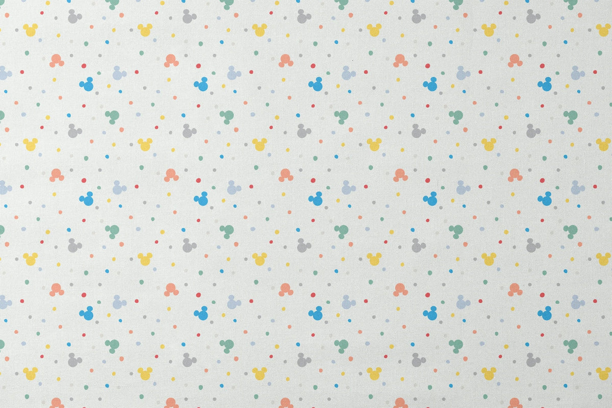 Colorful Disney Mickey Mouse silhouette pattern with pastel dots on white background designs flat mockup