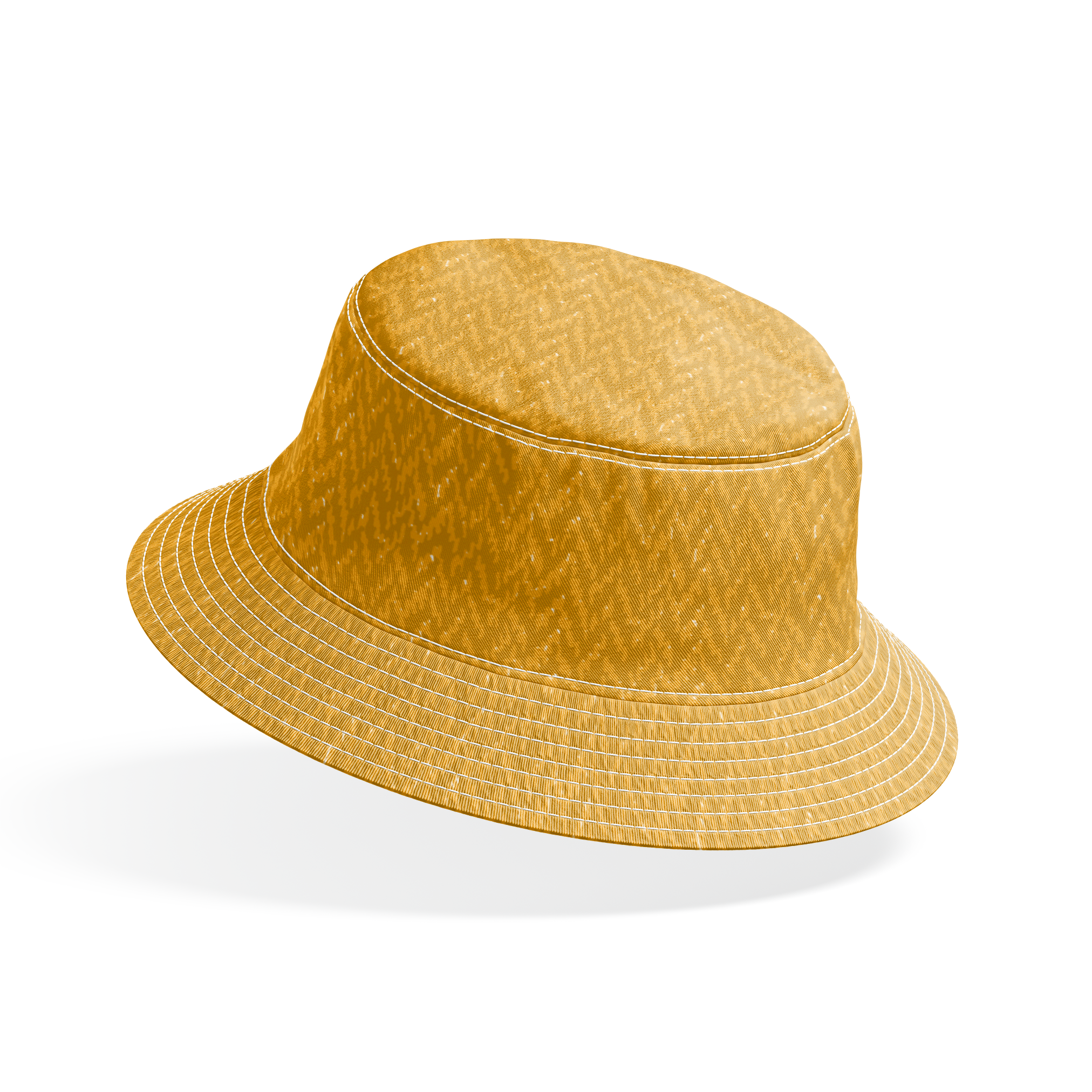 Gold textured background with vertical wavy pattern and slight variations in tone bucket hat mockup