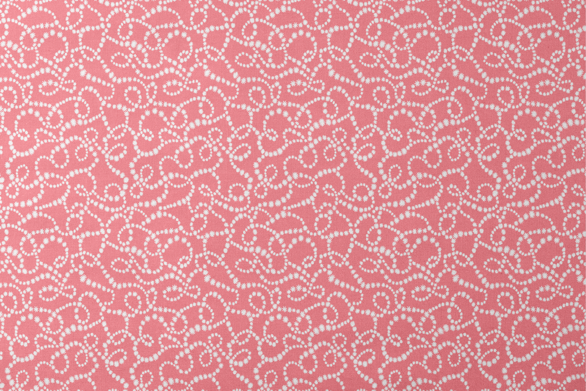 White dot patterns forming swirling chains on coral pink background designs flat mockup