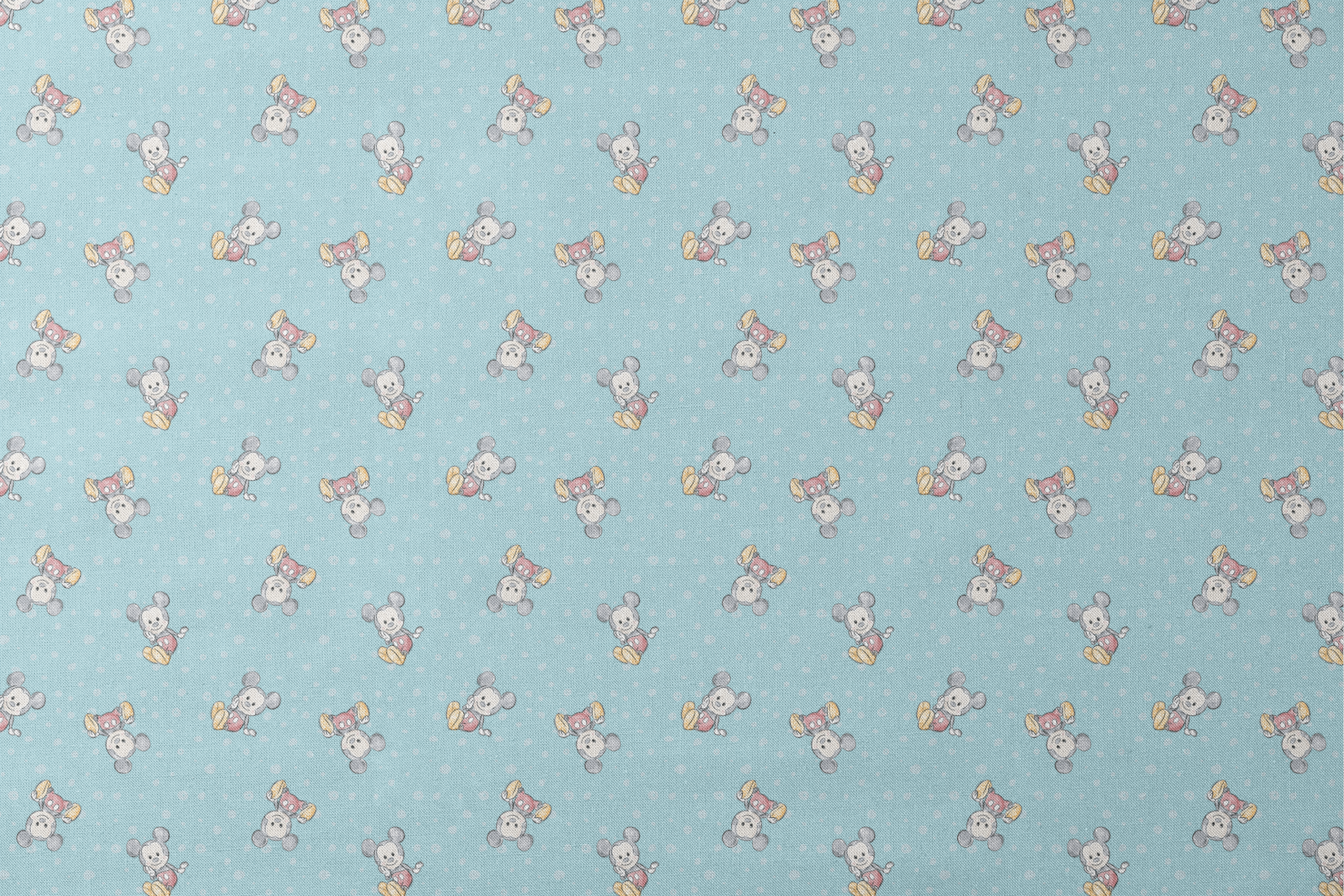 Cute cartoon mouse pattern with gray mice wearing colorful outfits on light blue polka dot background designs flat mockup