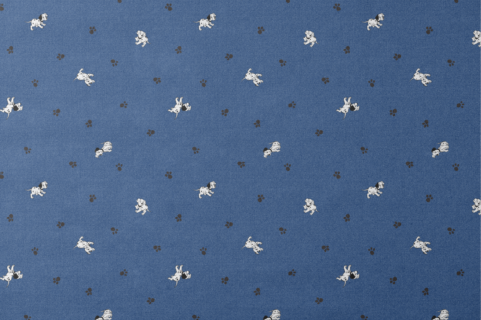 Blue background with small white cartoon-style space astronauts and black paw prints scattered across the pattern designs flat mockup