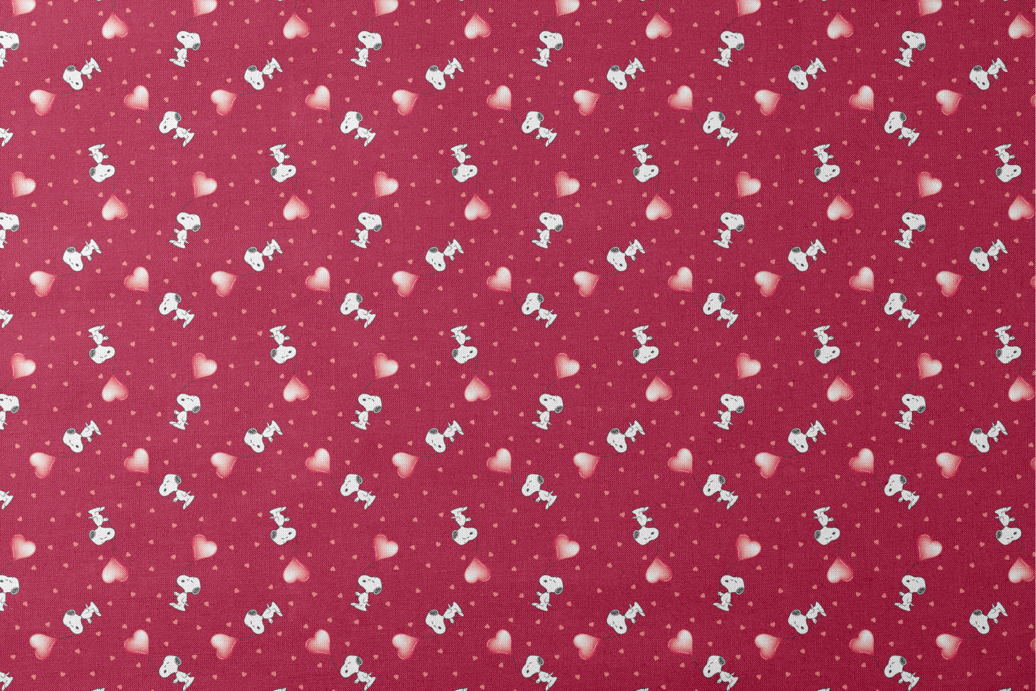 Snoopy scattered on red background with pink and white hearts pattern designs flat mockup