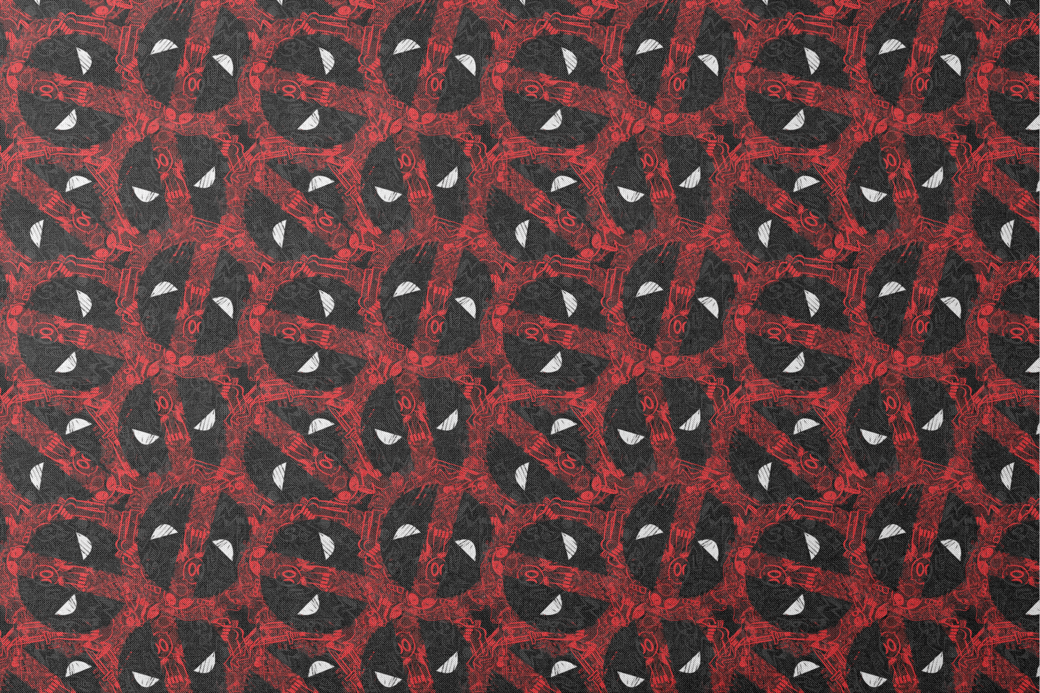 Abstract pattern of red and black chaotic lines with white triangular shapes scattered throughout the design designs flat mockup