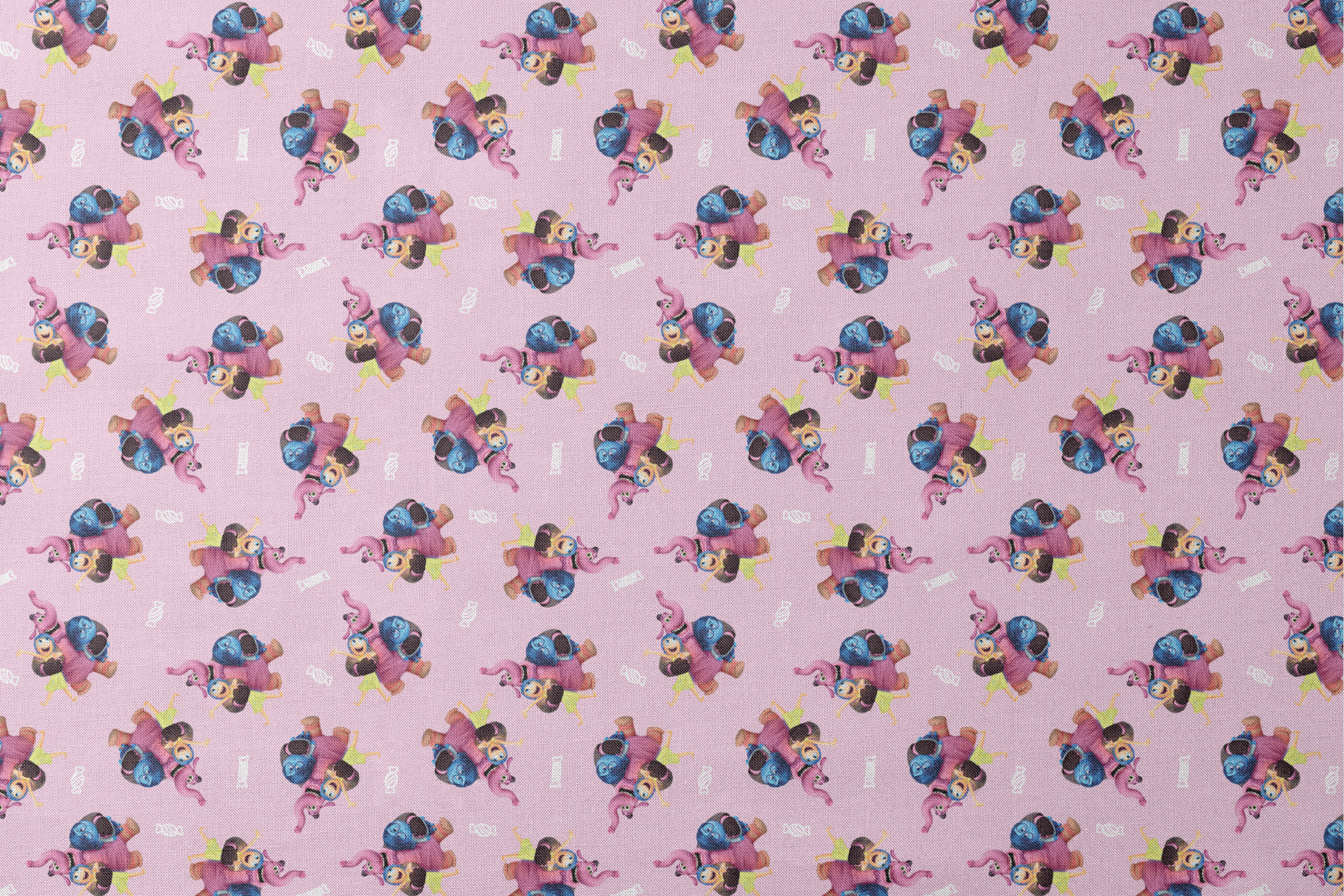 Repeating pattern of Inside Out characters on a lavender background designs flat mockup