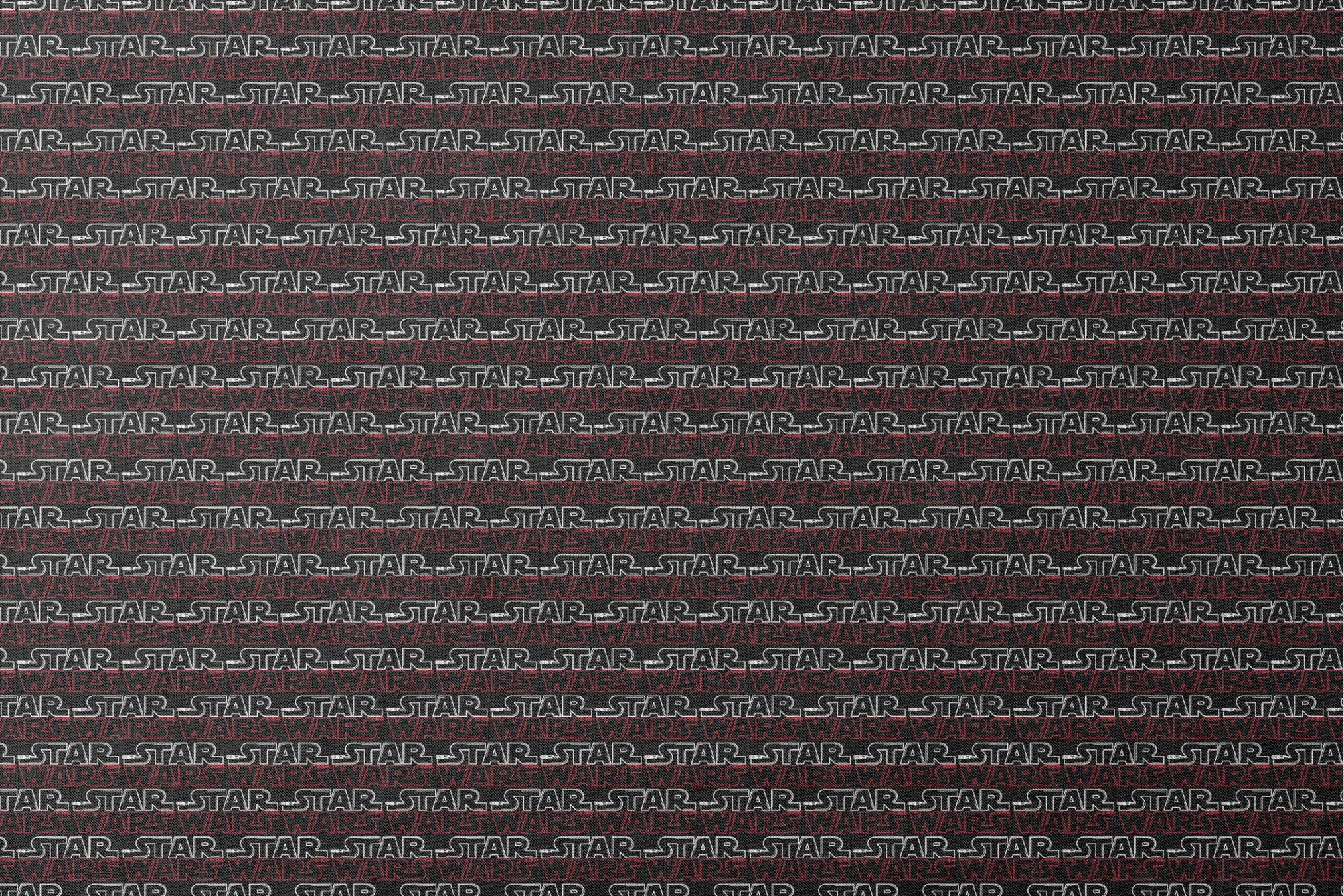 Star Wars logo pattern with white "STAR" and red "WARS" text repeating on black background designs flat mockup
