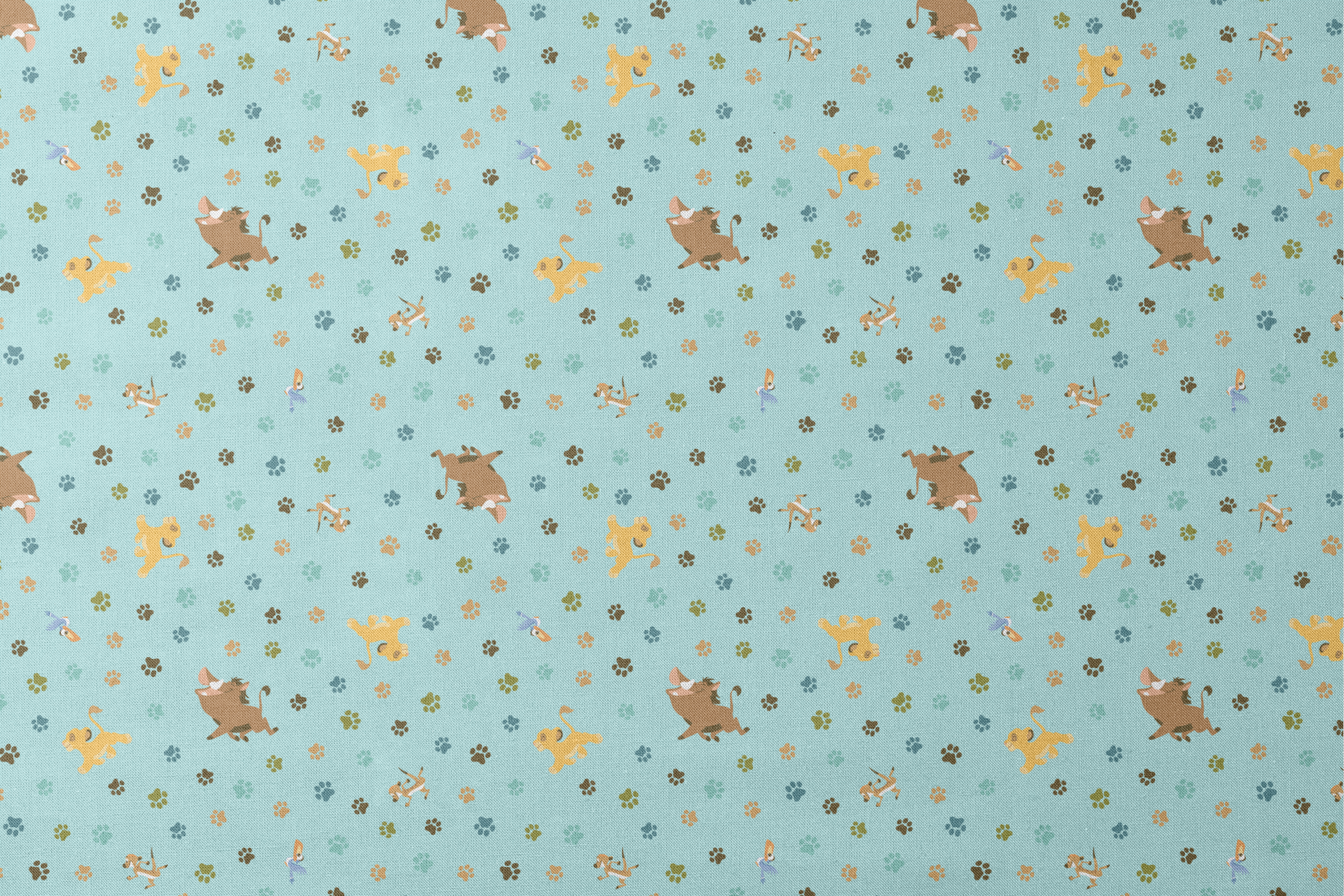 The Lion King pattern with paw prints on light blue background designs flat mockup