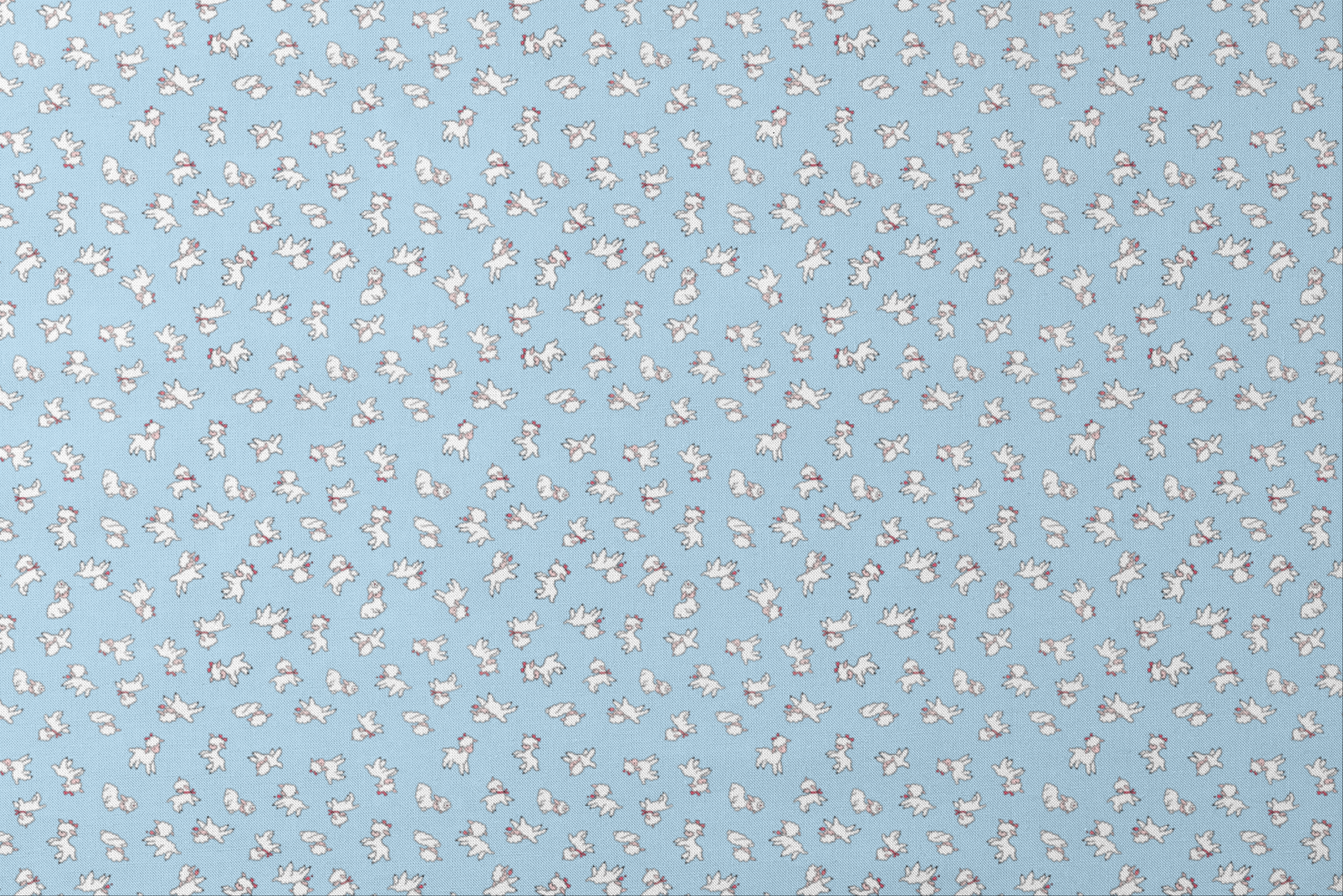 Playful white lambs pattern on light blue background with simple cartoon style illustration designs flat mockup