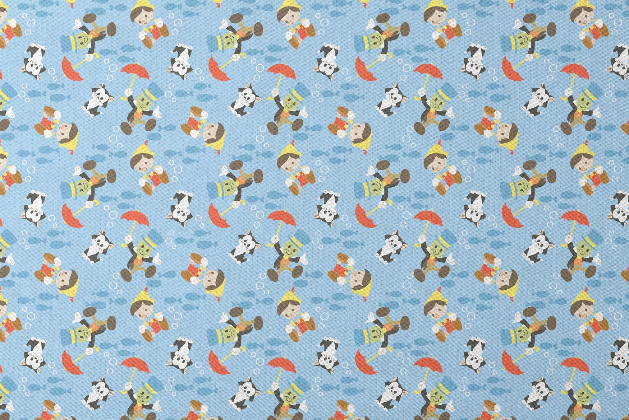 Cartoon animals swimming underwater with fish, bubbles, and snorkeling gear on blue background designs flat mockup