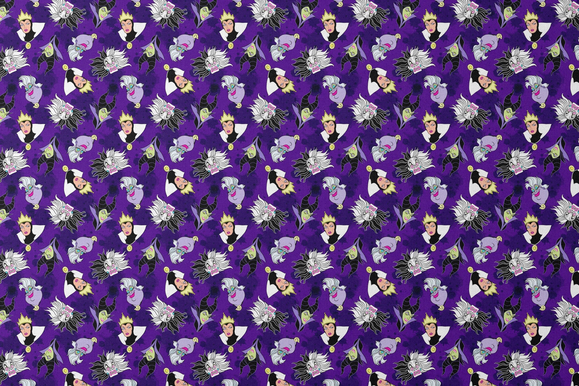 Disney villain pattern on purple background designs flat mockup