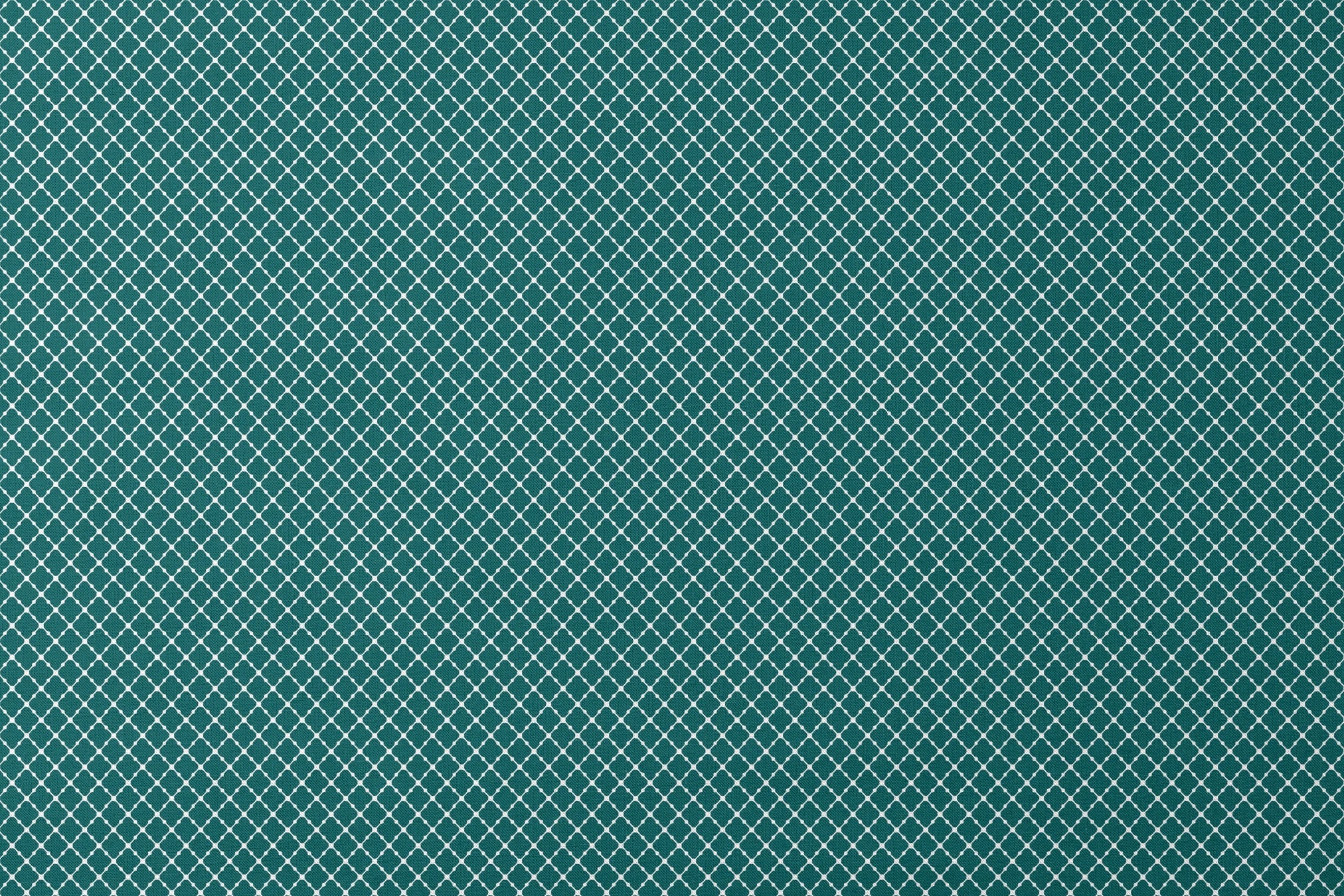 Dark teal quatrefoil pattern with white lattice outlines on a geometric background designs flat mockup