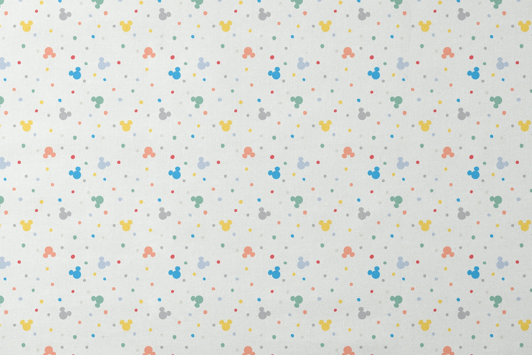 Colorful Disney Mickey Mouse silhouette pattern with pastel dots on white background designs flat mockup