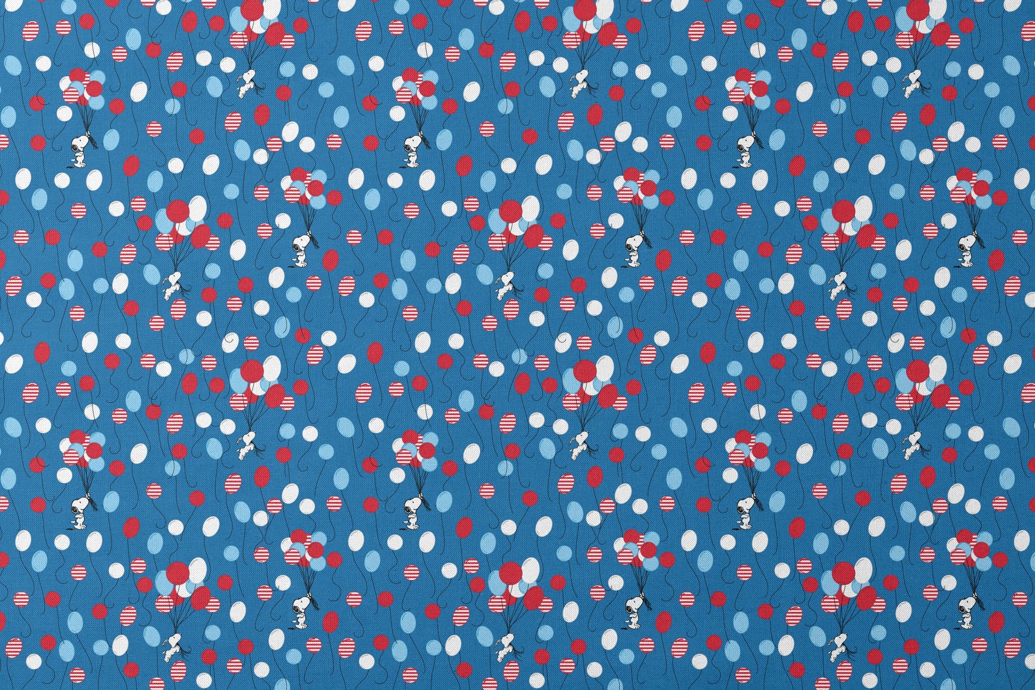 Snoopy patriotic blue pattern with red, white, and blue balloons and stars in American flag style designs flat mockup