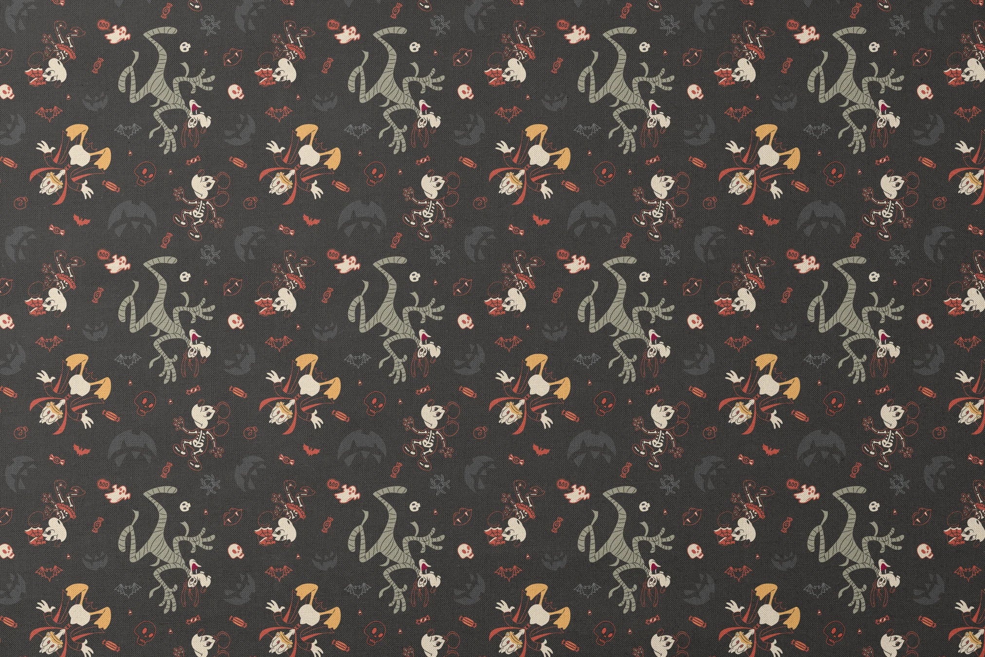 Disney Halloween pattern with Mickey & friends and candy on dark background designs flat mockup