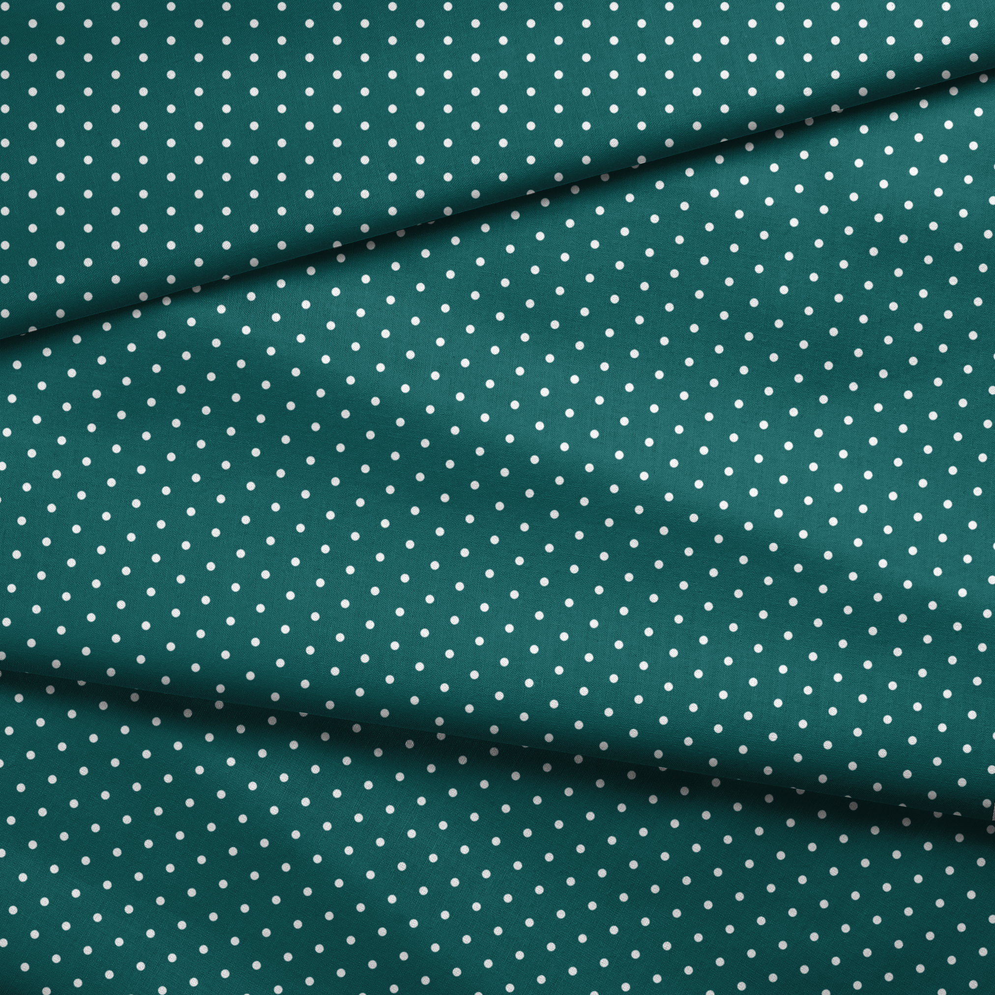 White circles on a dark teal background fabric fold mockup