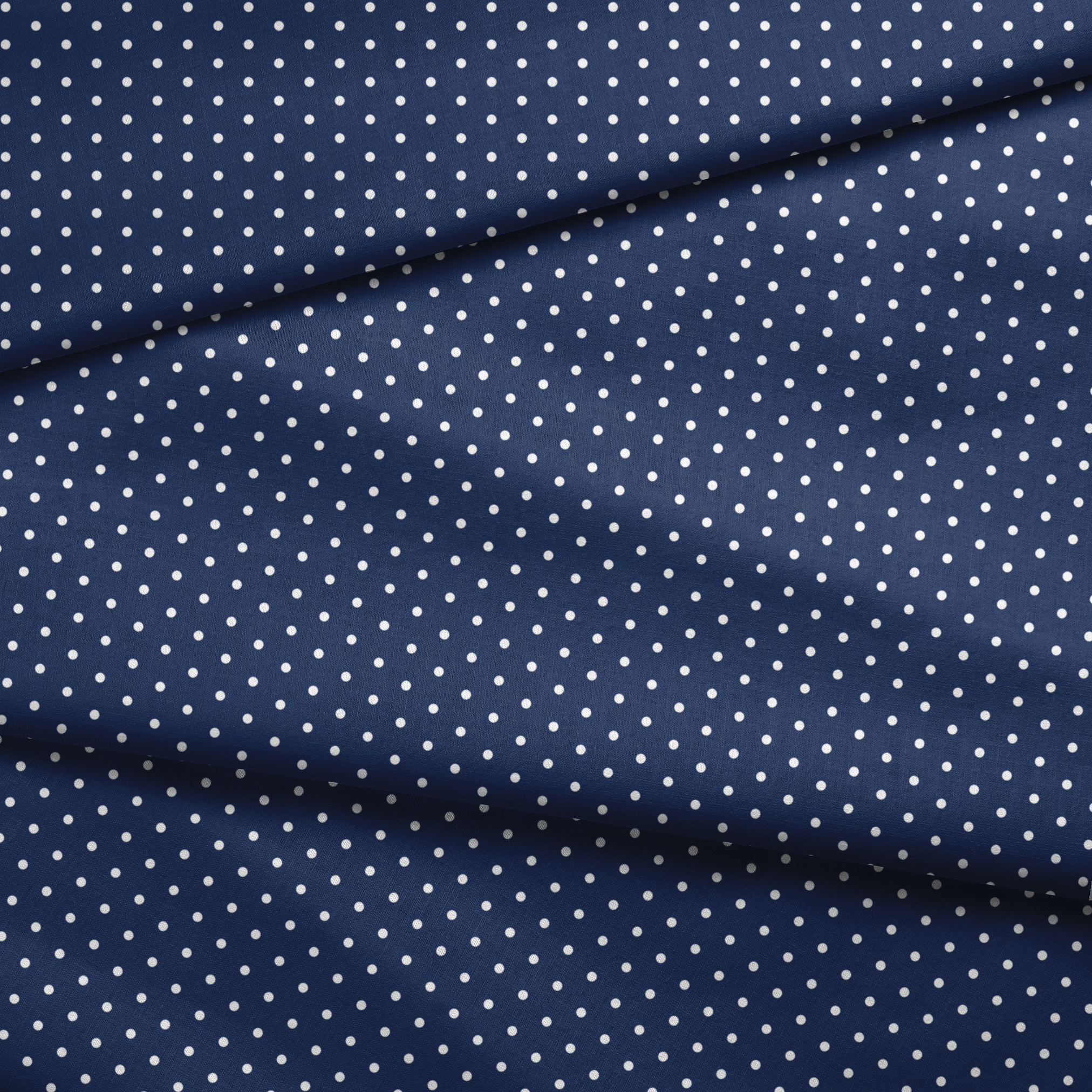 Two white circles on navy blue background fabric fold mockup