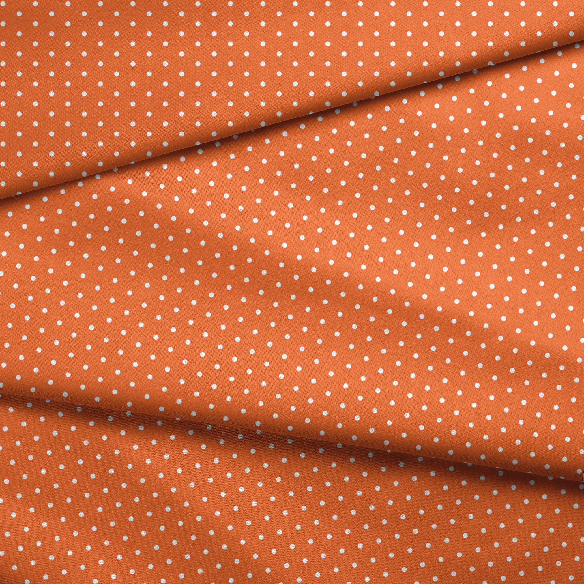 Orange background with two white circles, one in the upper left corner and another in the middle right. fabric fold mockup