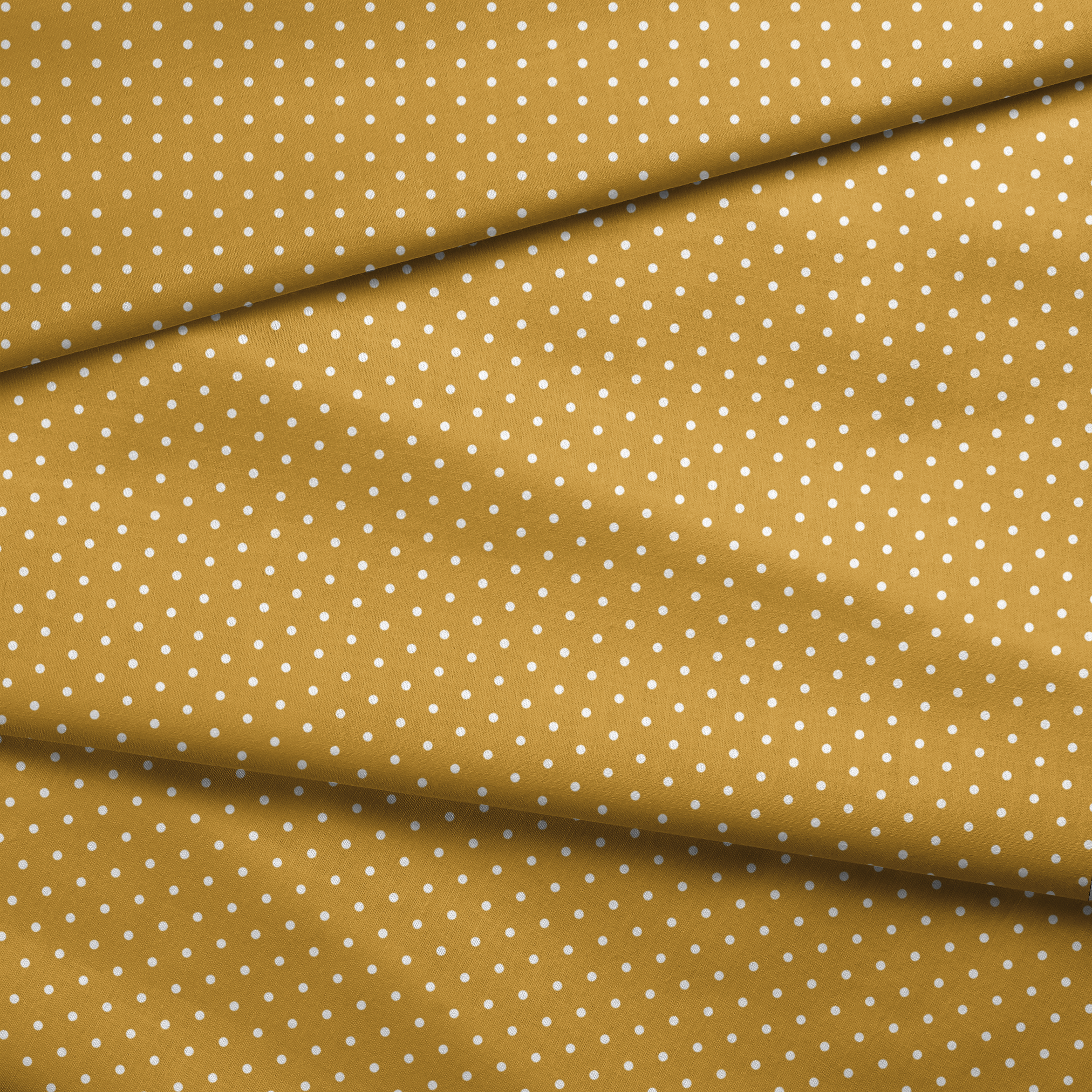 White circles on a golden yellow background fabric fold mockup