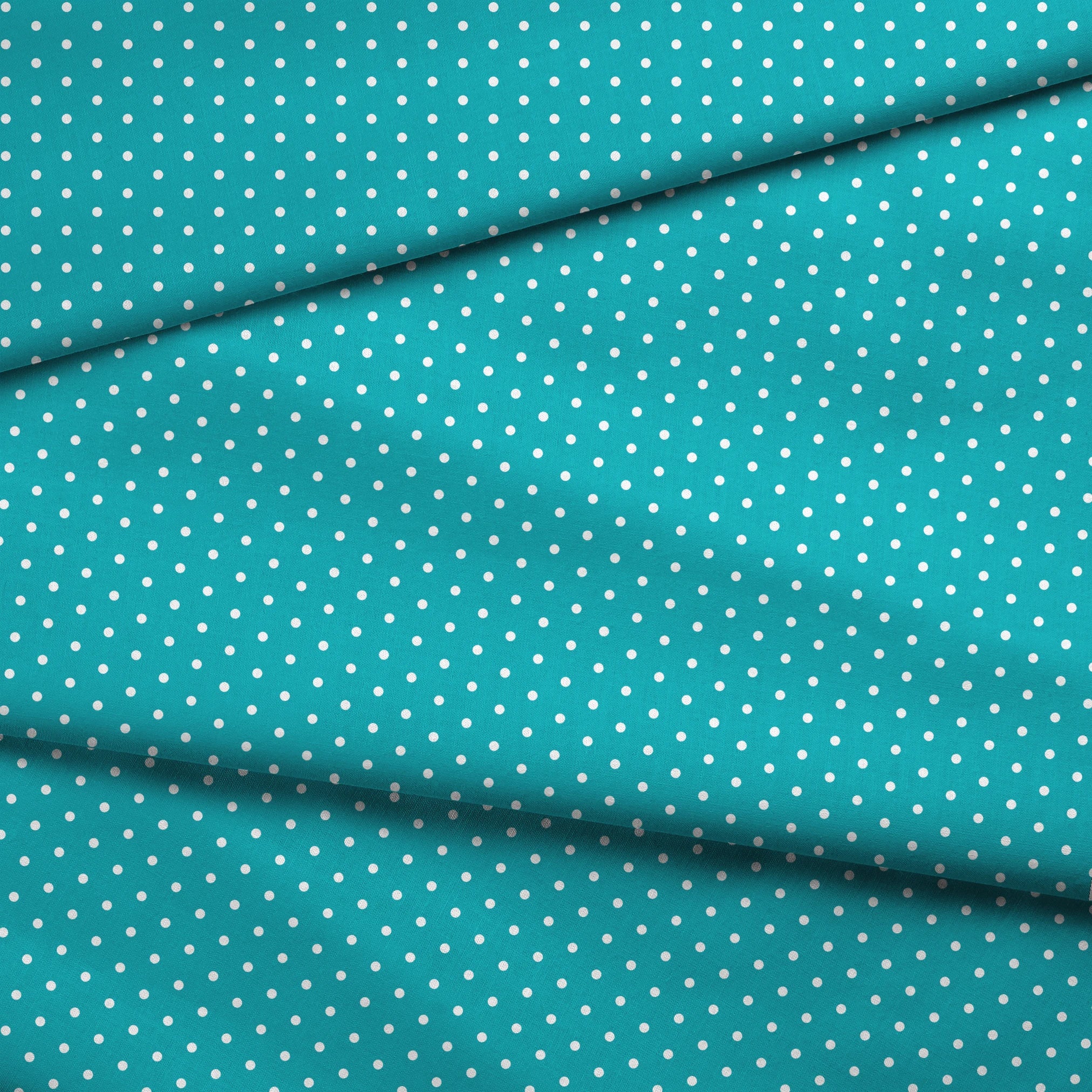 Two white circles on teal background fabric fold mockup