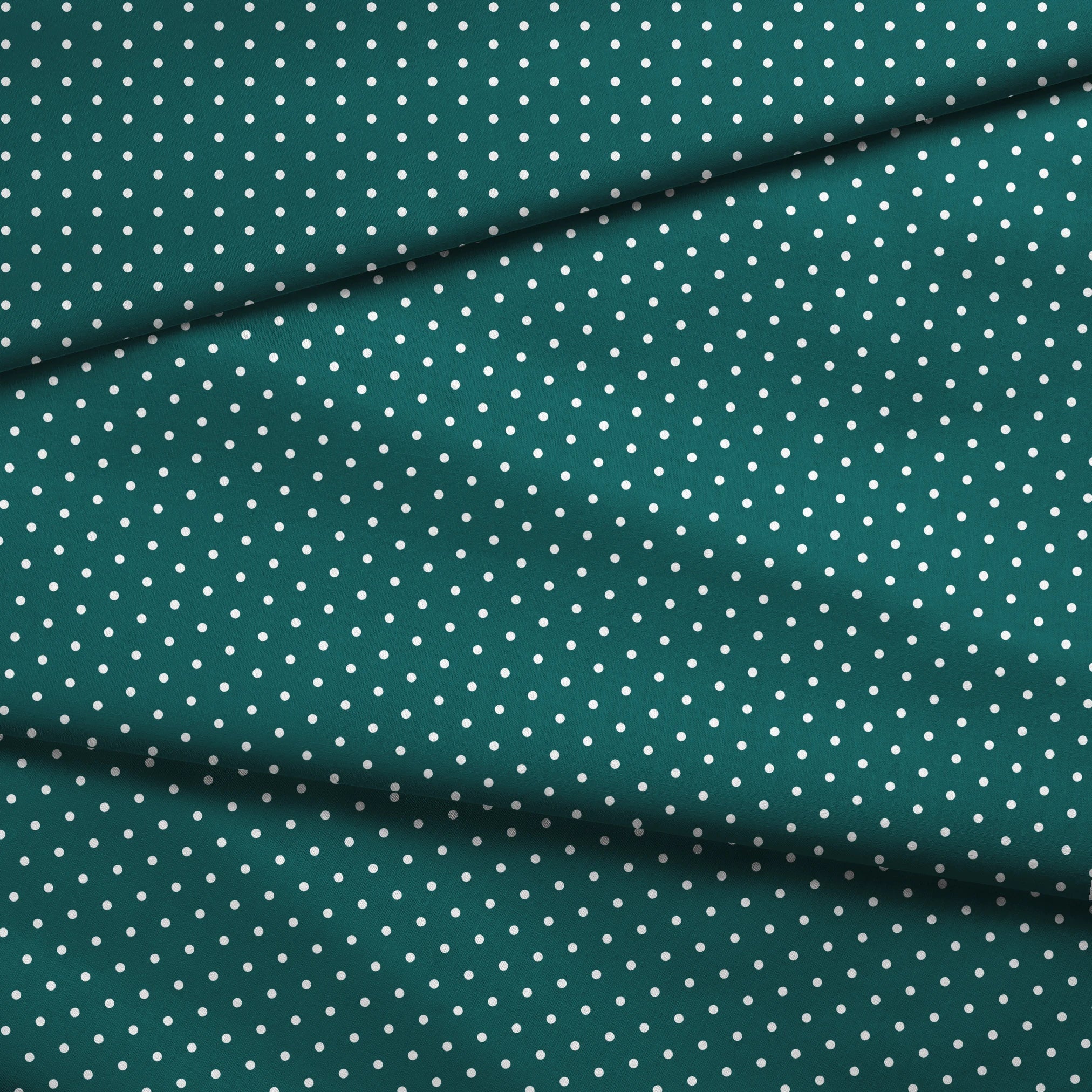 White circles on a dark teal background fabric fold mockup