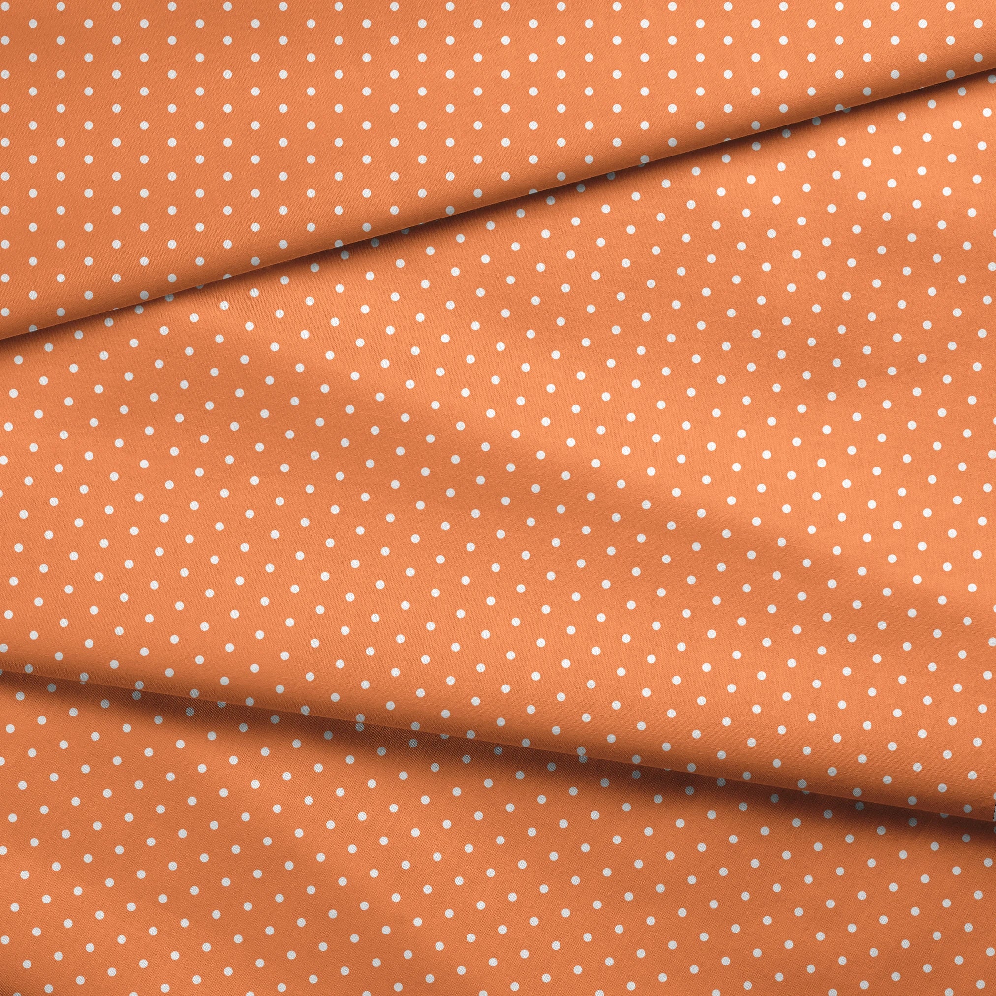 Two white circles on a bright orange background fabric fold mockup