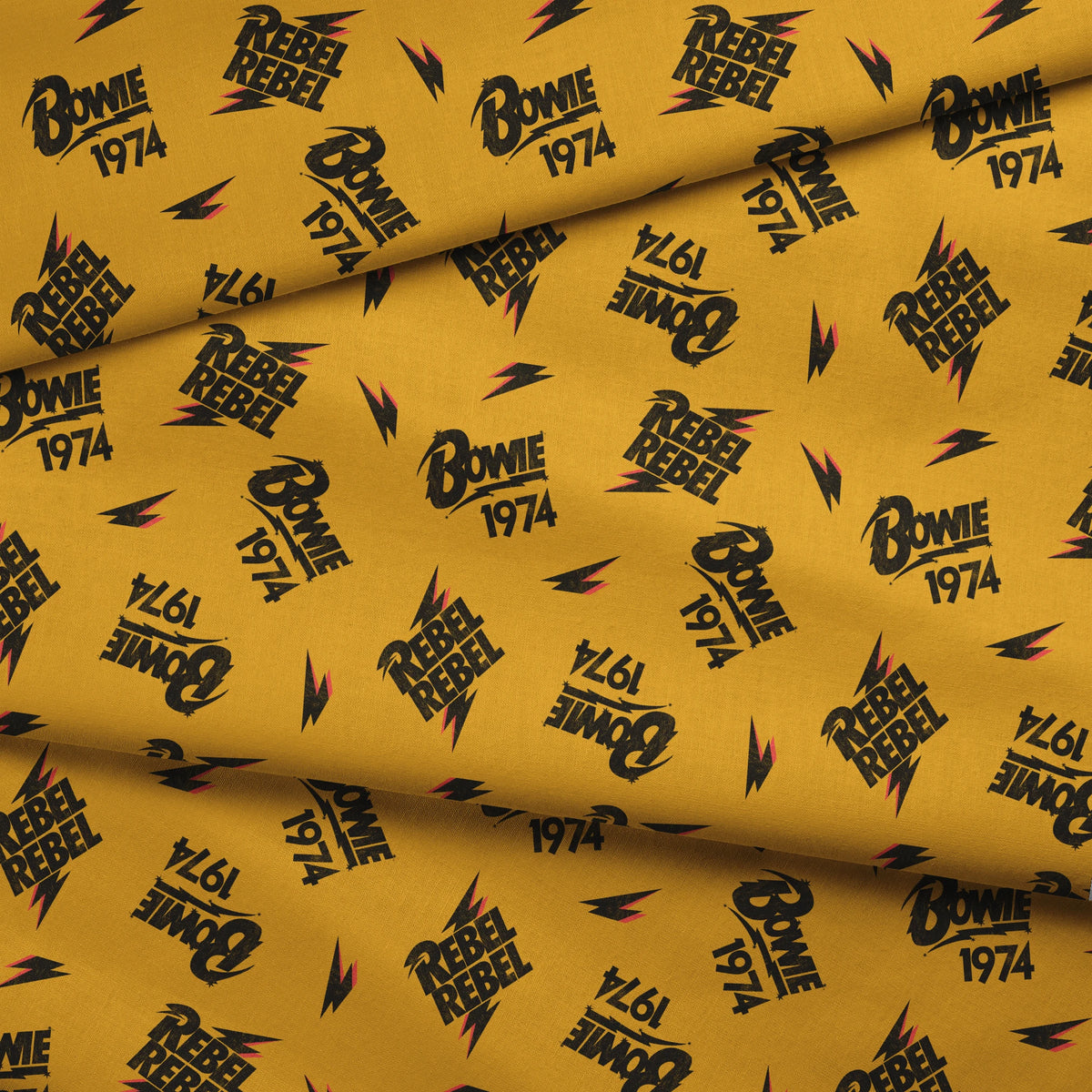 David Bowie Rebel Rebel 1974 on Yellow Fabric