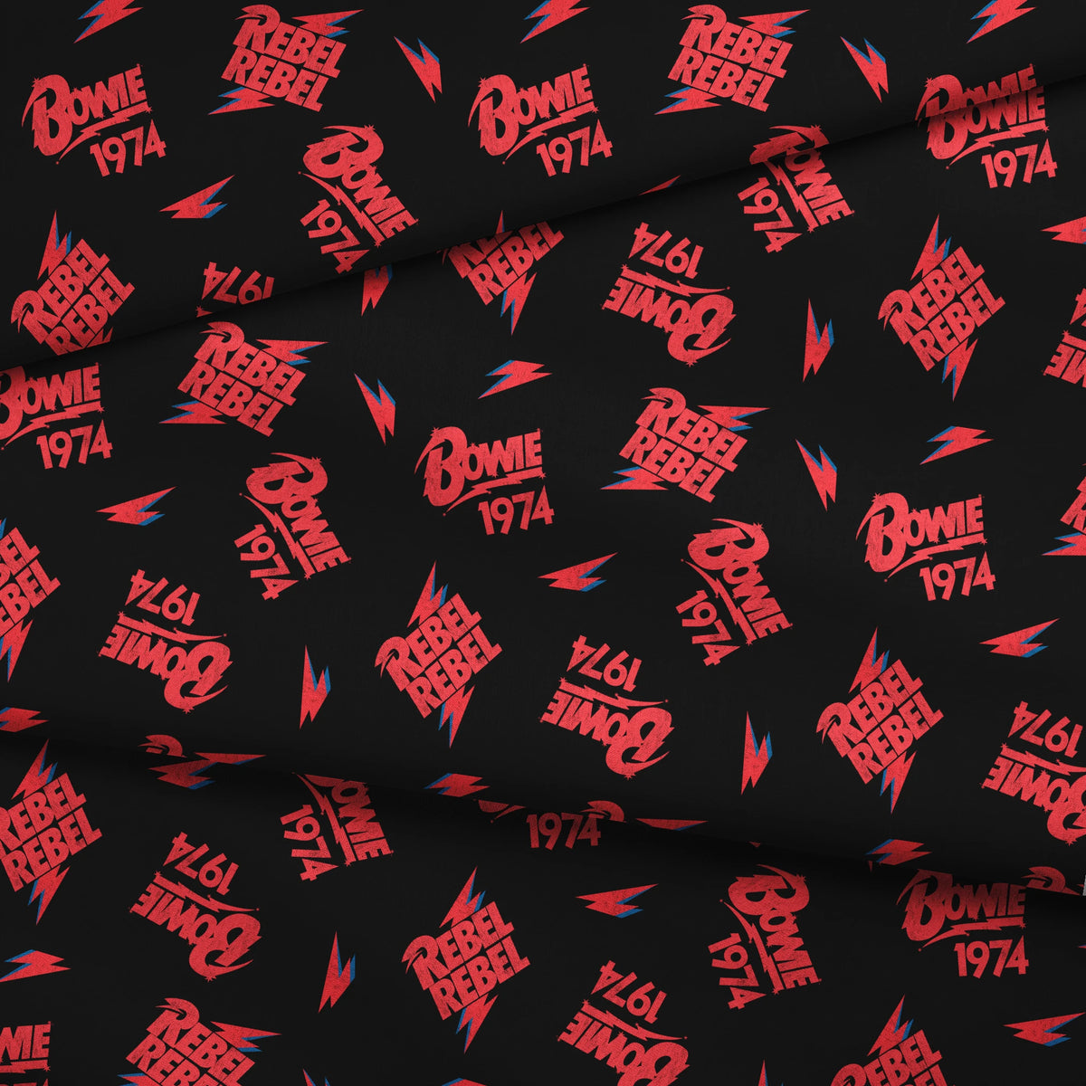 David Bowie Rebel Rebel 1974 on Black Fabric