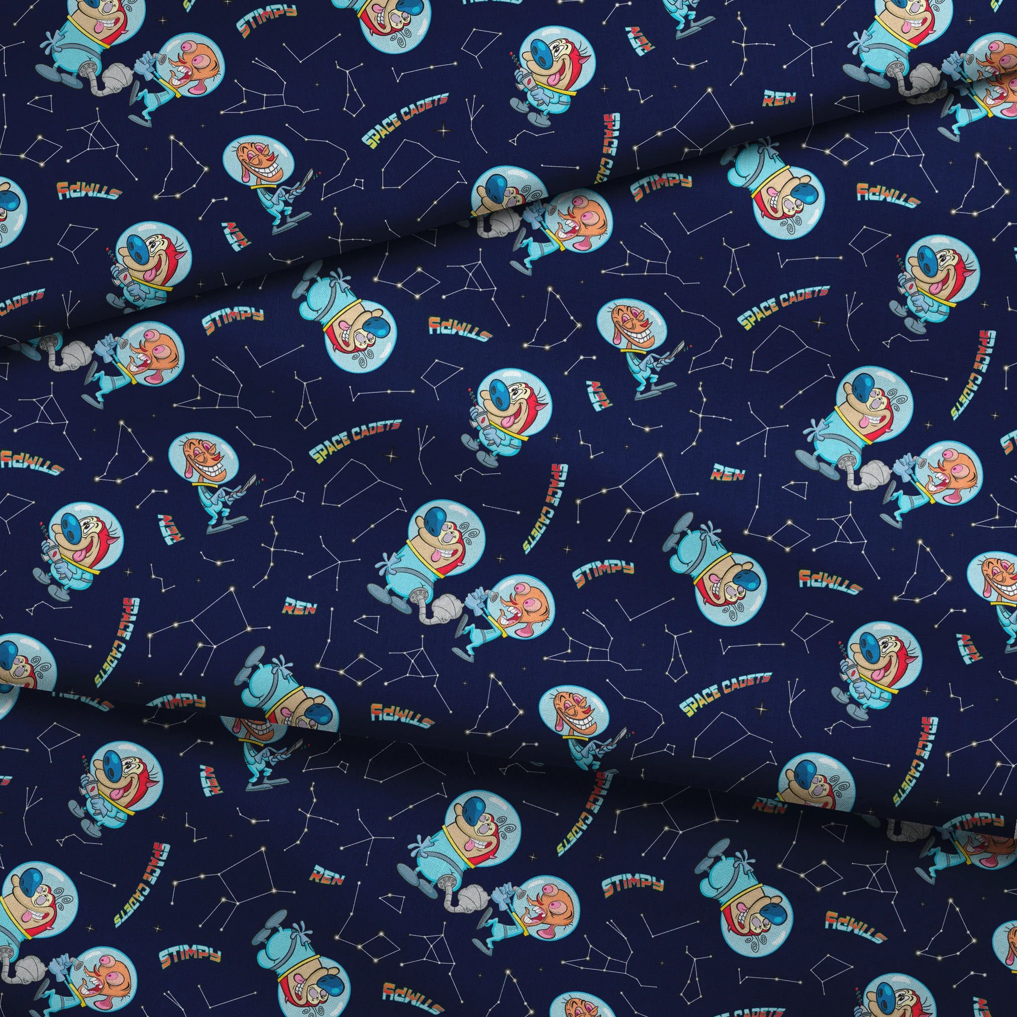 Ren & Stimpy Space Cadets on Midnight Blue Fabric