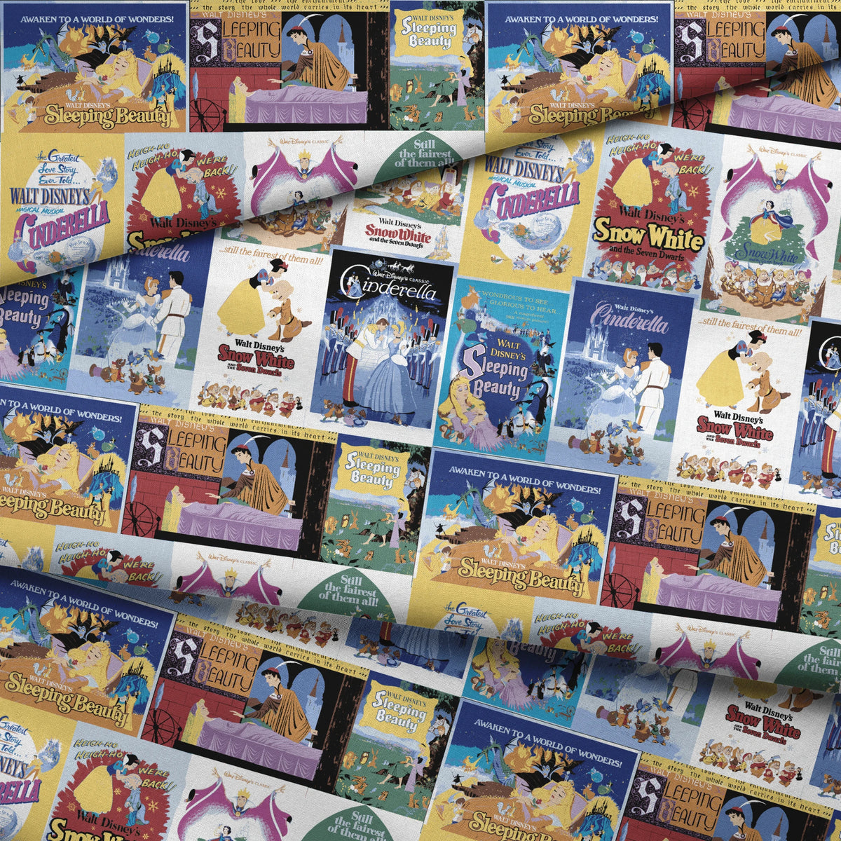 Disney Princess Vintage Poster Collage Fabric