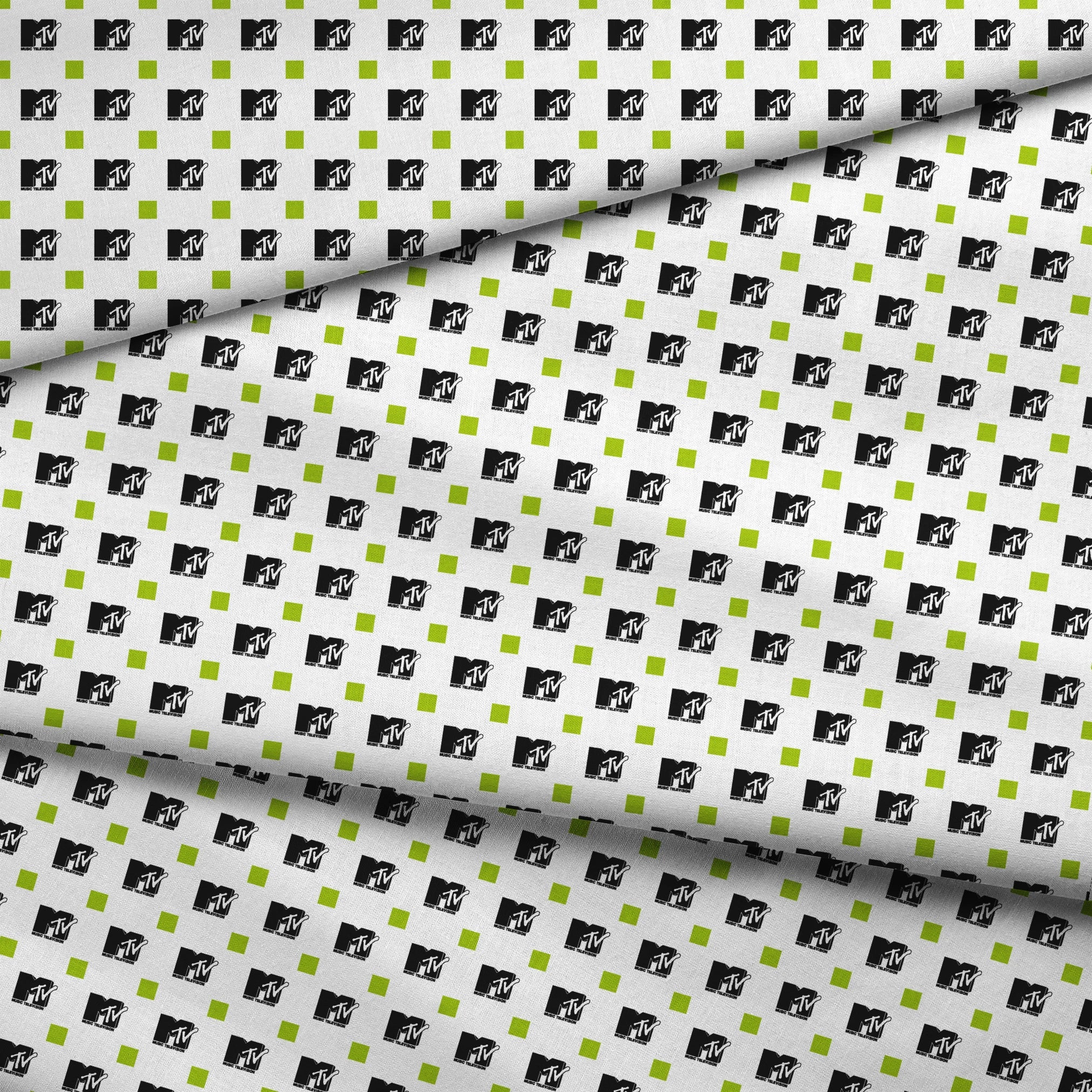 Paramount MTV Blocks on White Fabric