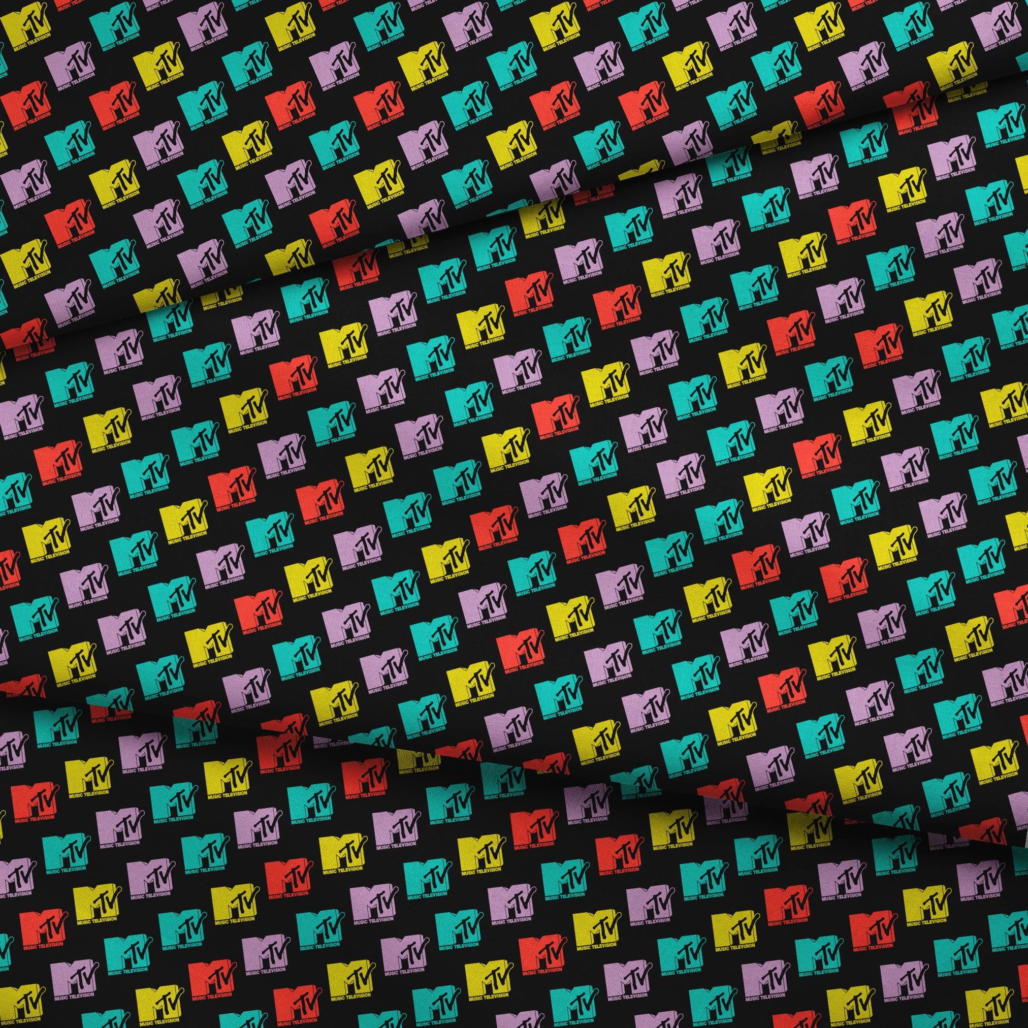 Paramount MTV Colorful Logo Toss on Black Fabric