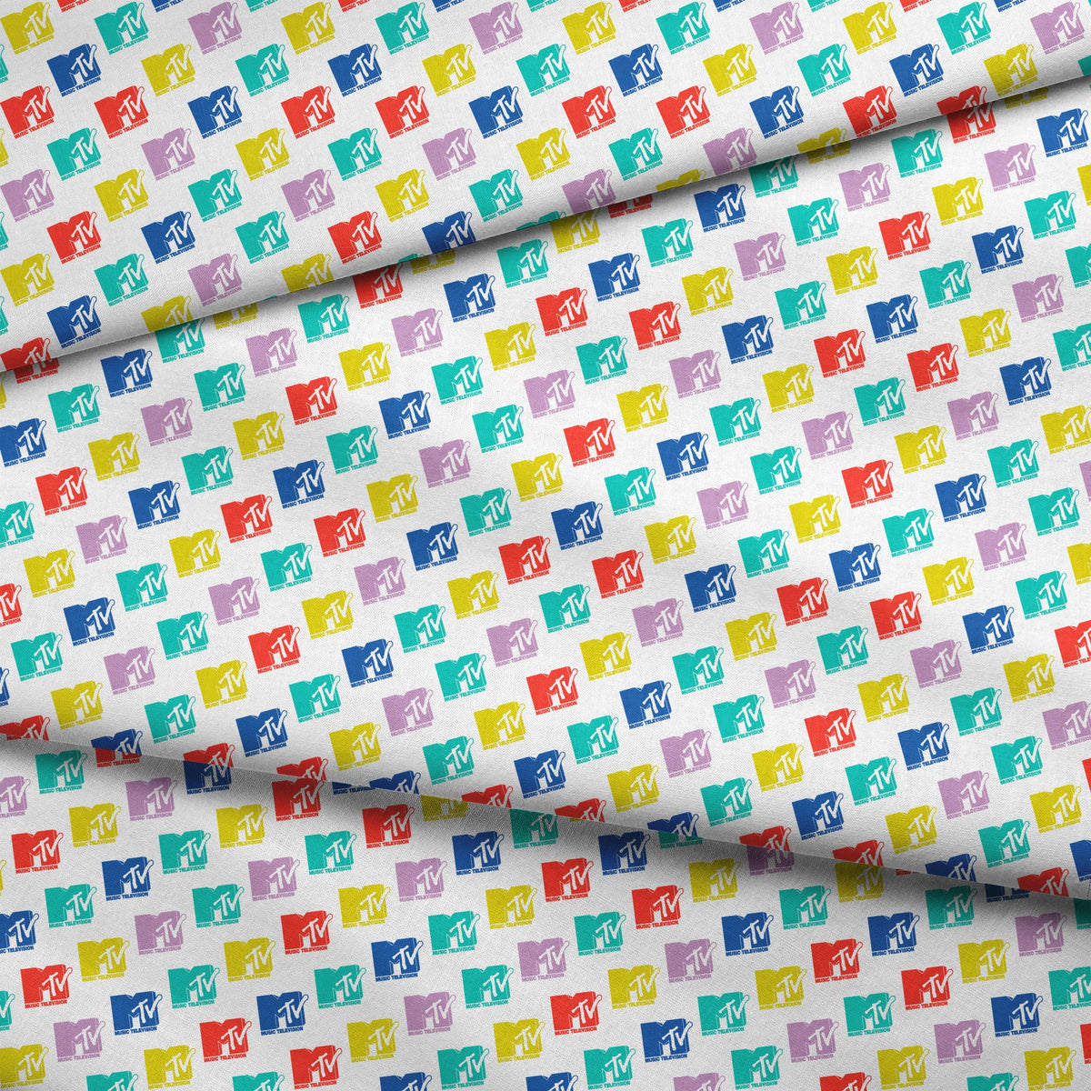 Paramount MTV Colorful Logo Toss on White Fabric
