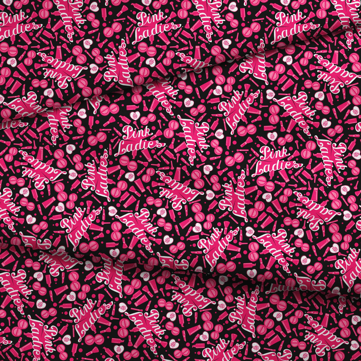Paramount Grease Pink Ladies Makeup Toss on Black Fabric