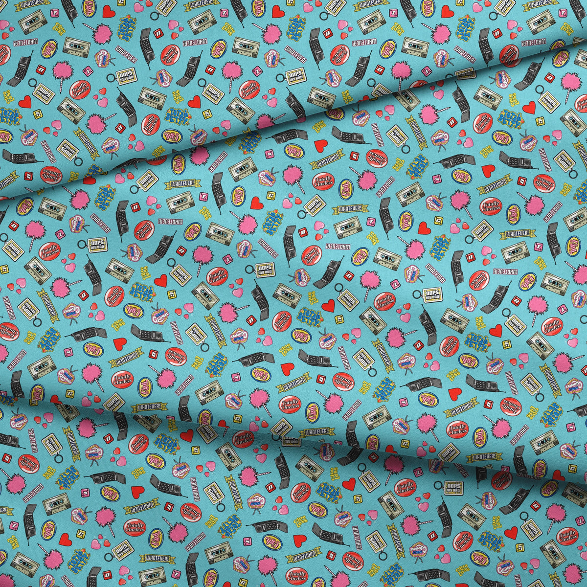 Paramount Clueless Nostalgic Toss on Aqua Fabric