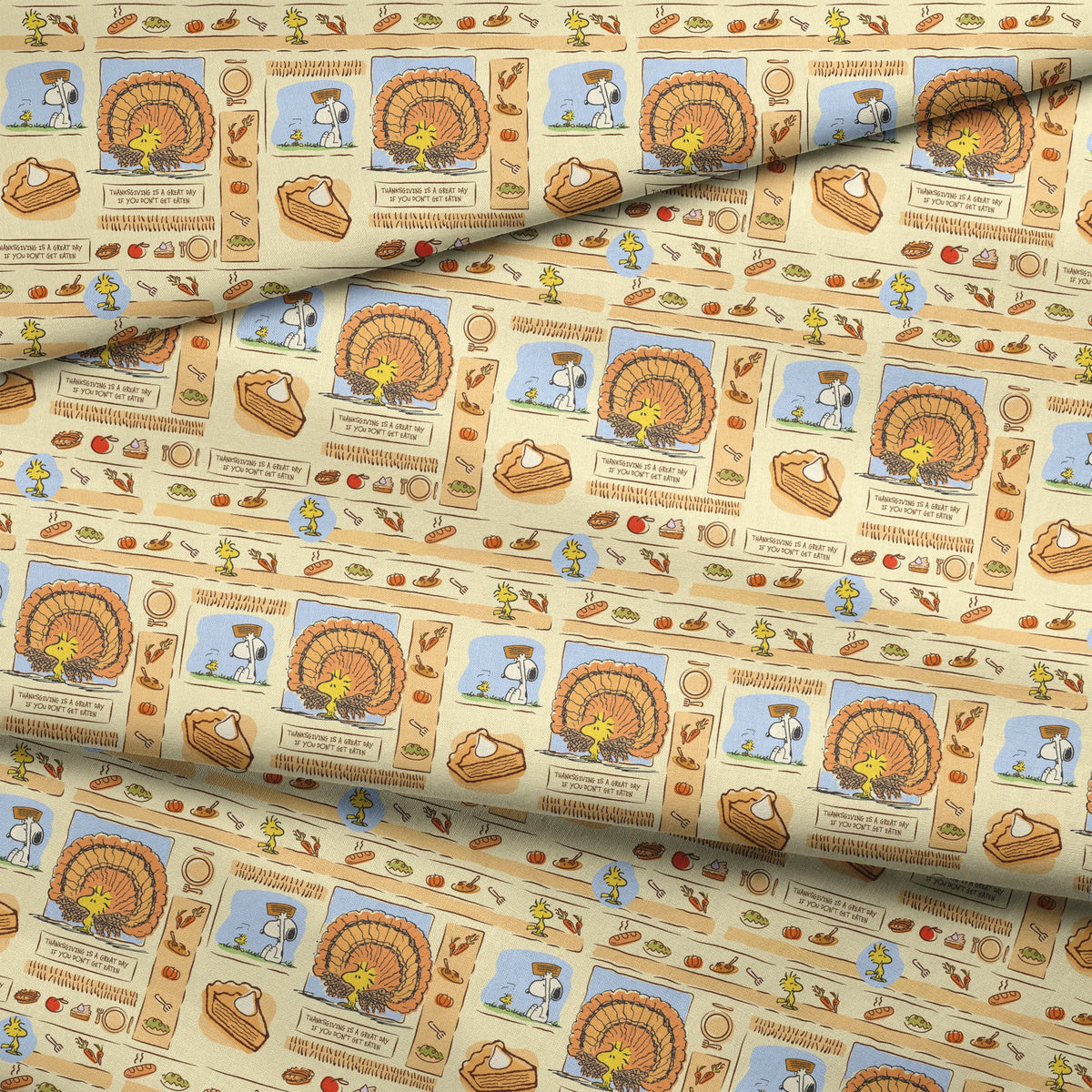 Peanuts Thanksgiving Woodstock Comic Fabric