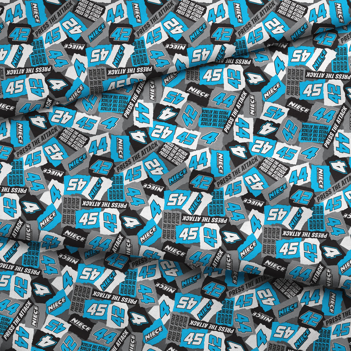 Niece Motorsports Press the Attack Logo Patchwork Fabric