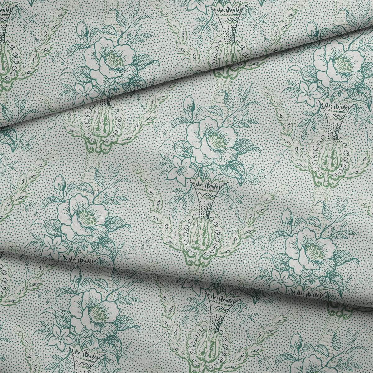 Rina on Silver Sage Fabric