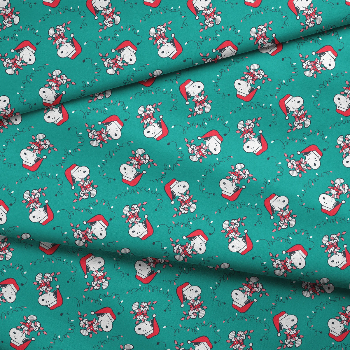 Peanuts Snoopy Holiday Lights Hug Fabric
