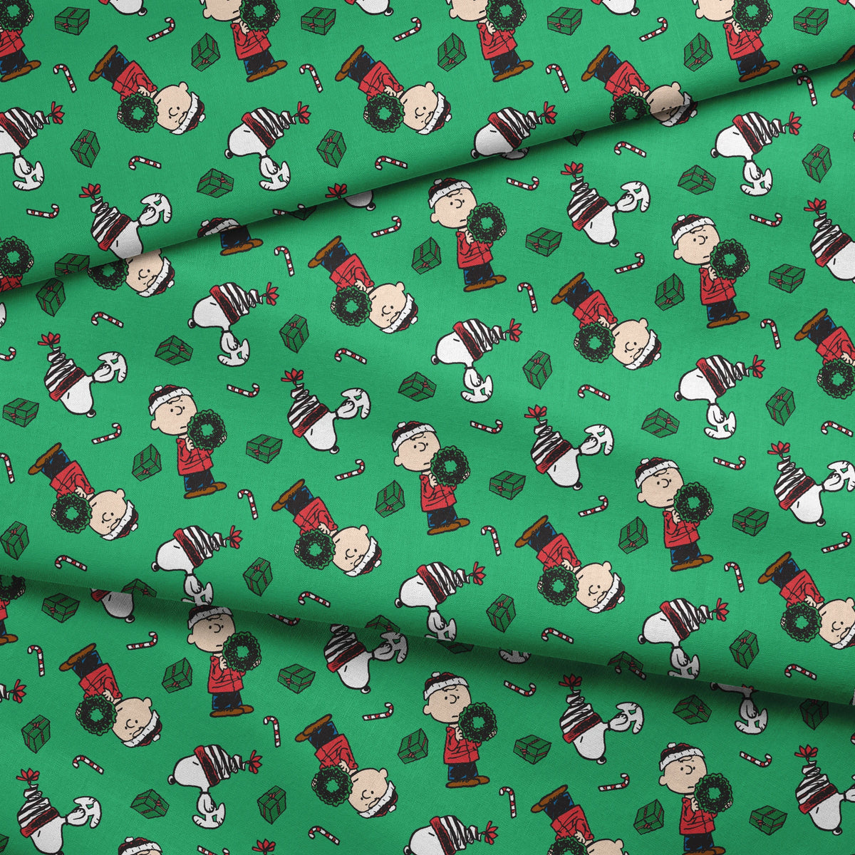 Peanuts Presents & Candy Canes Fabric