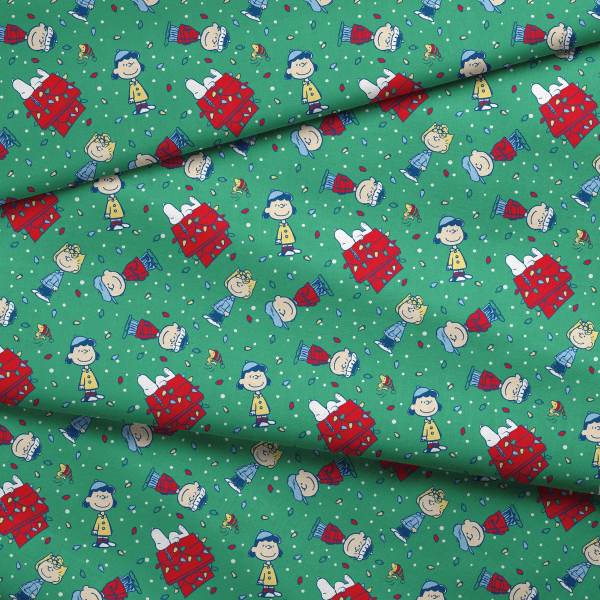 Peanuts Christmas Lights Toss Fabric