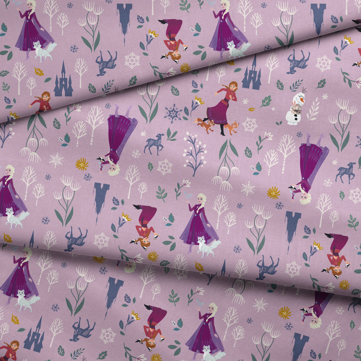 Disney Frozen Winter Adventure on Purple Fabric