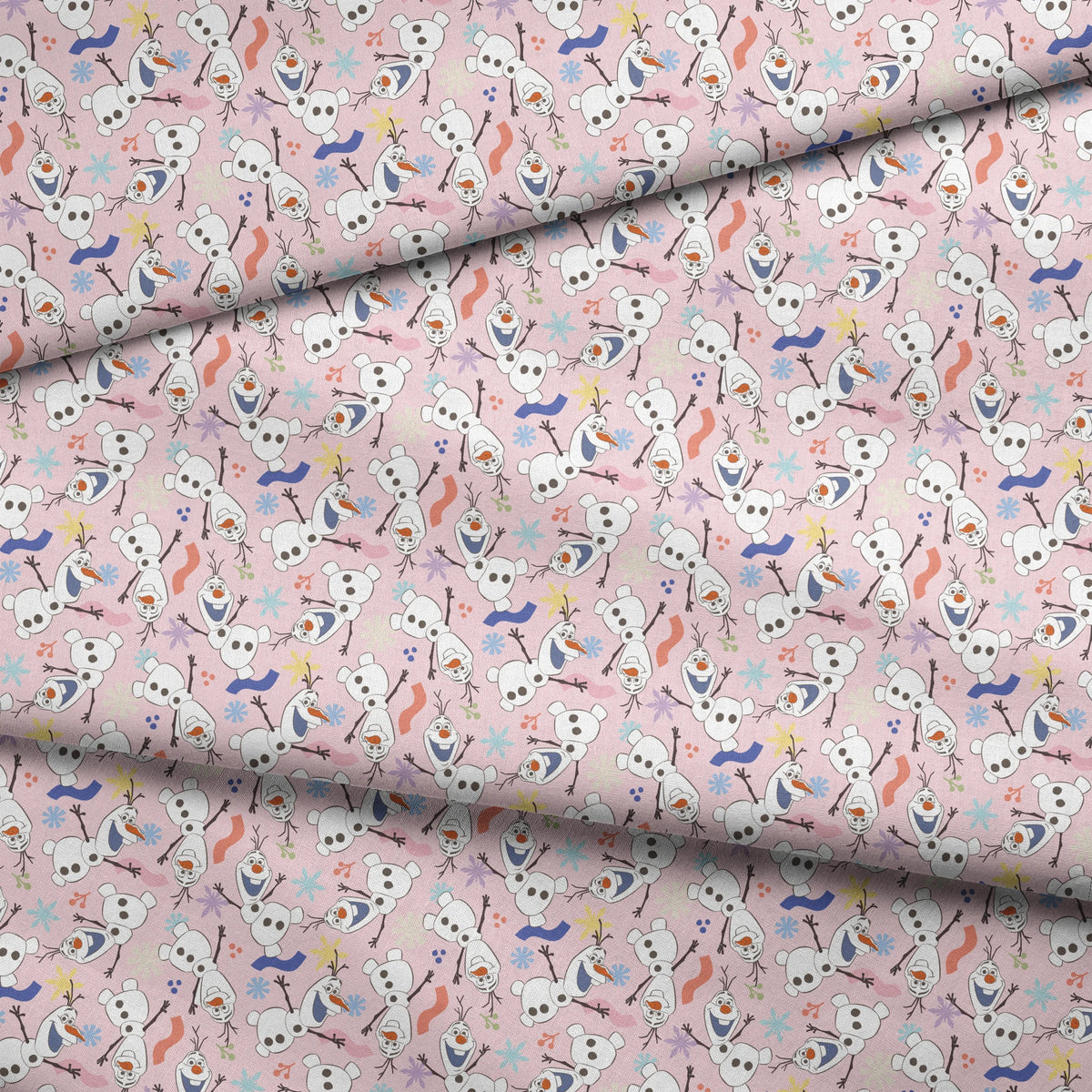 Disney Frozen Colorful Olaf Toss on Pink Fabric
