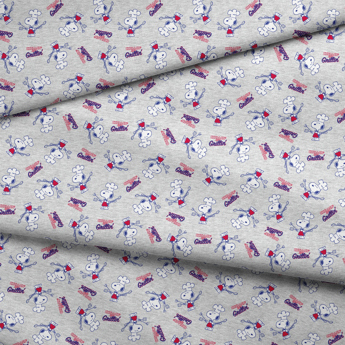 Peanuts Snoopy Chef Grillin' Gray Fabric