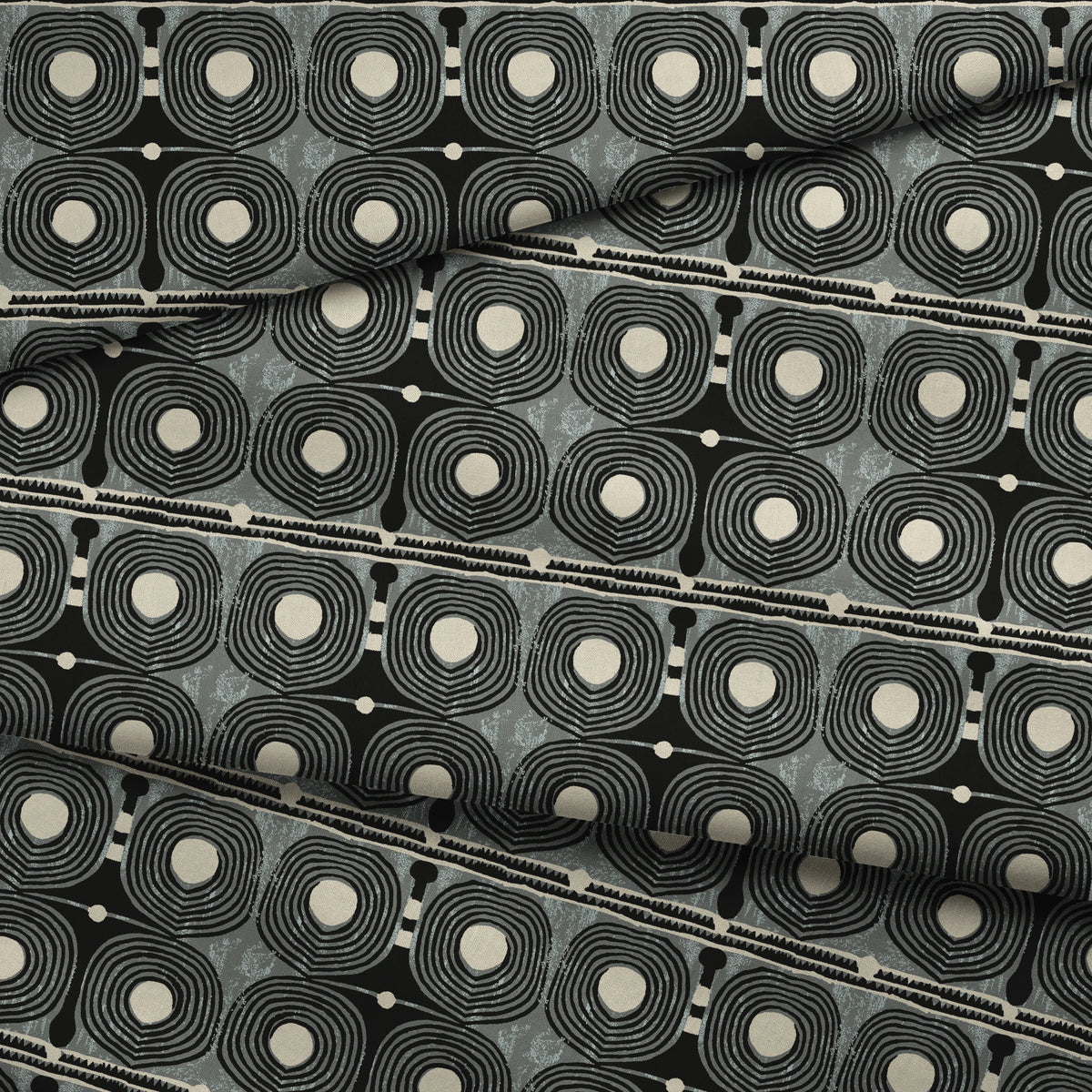 Spiraline on Black Days Fabric