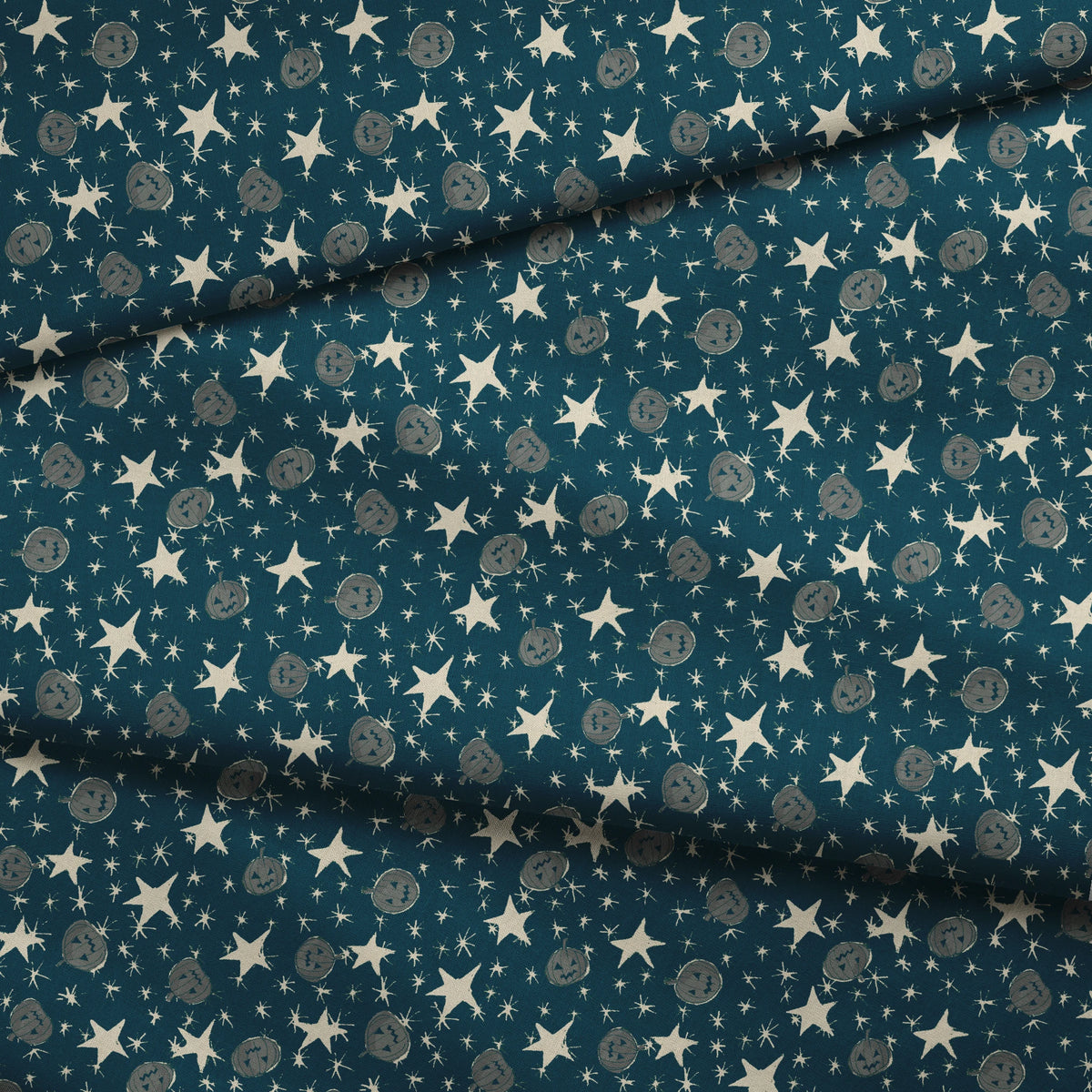 Pumpkins on Haunted Night Fabric