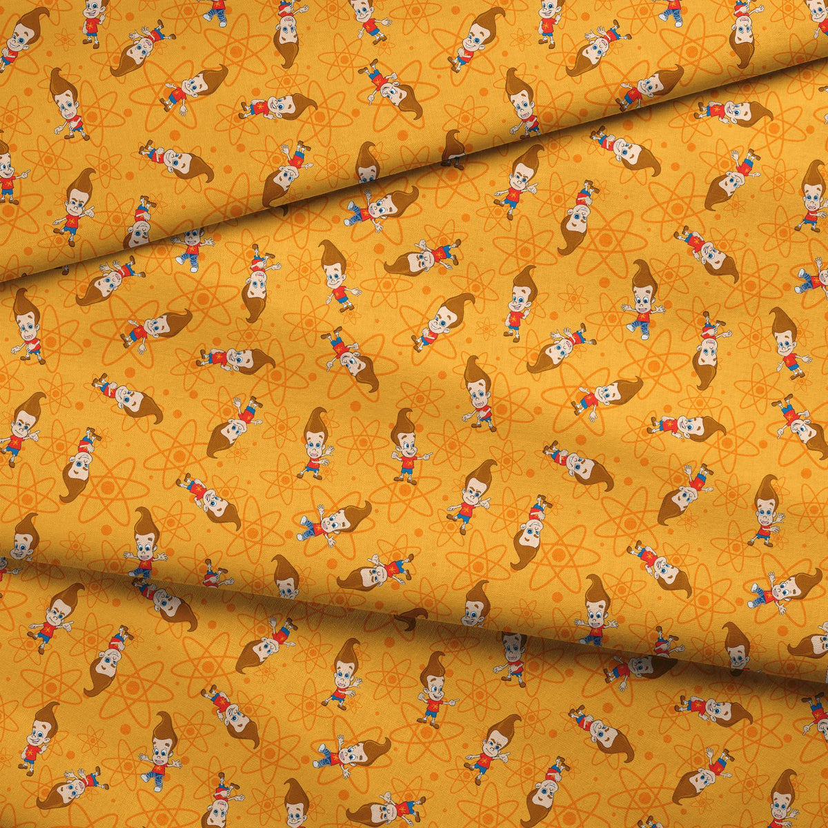 Paramount Jimmy Neutron Atomic Boy Genius on Orange Fabric