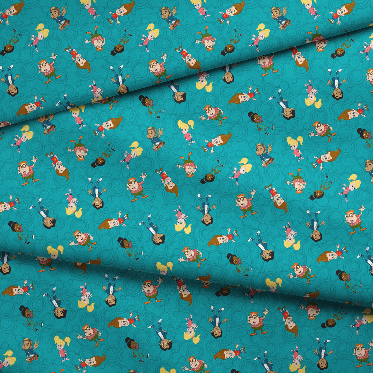 Paramount Jimmy Neutron Friendship Toss on Teal Fabric