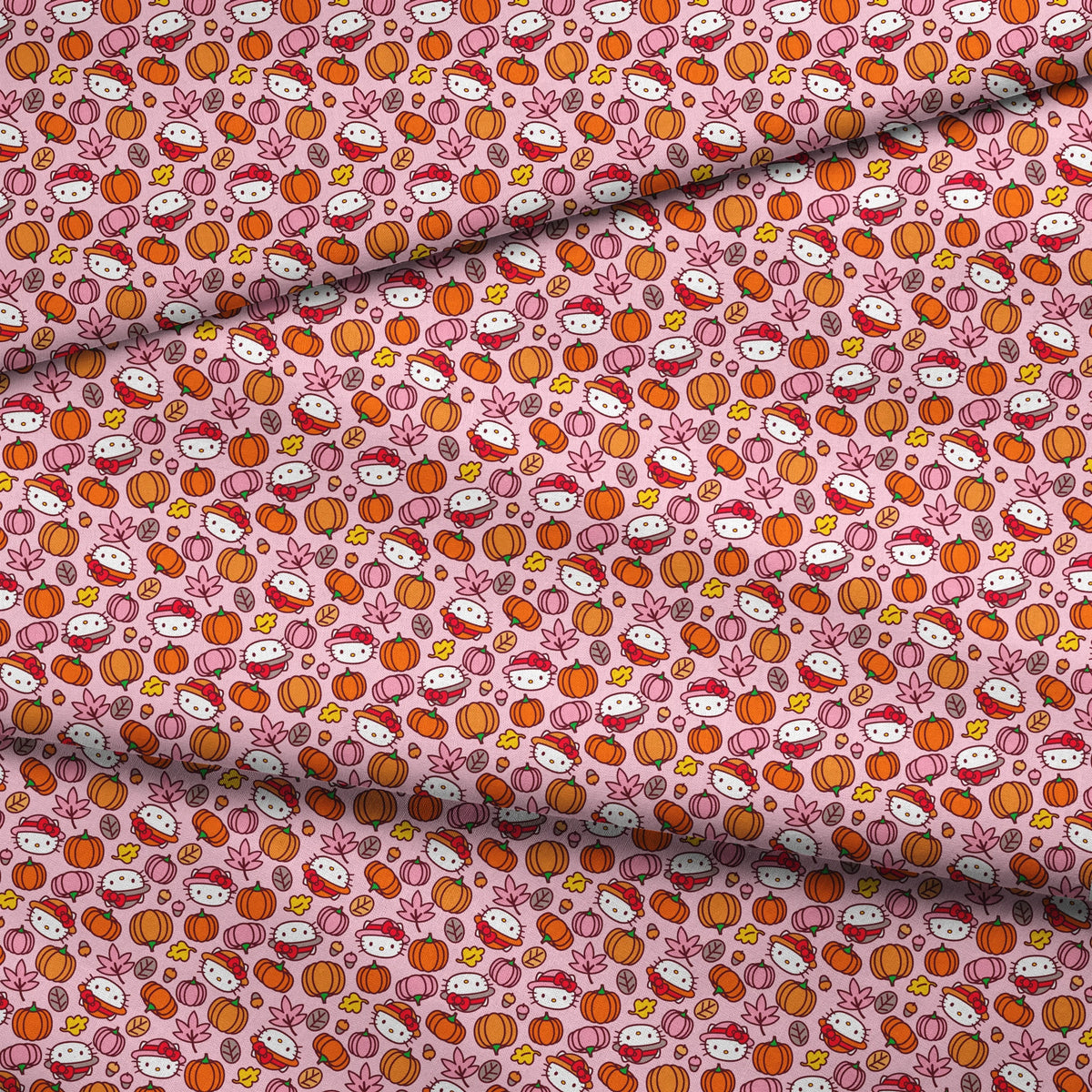 Hello Kitty® Pumpkin Patch Toss on Pink Fabric