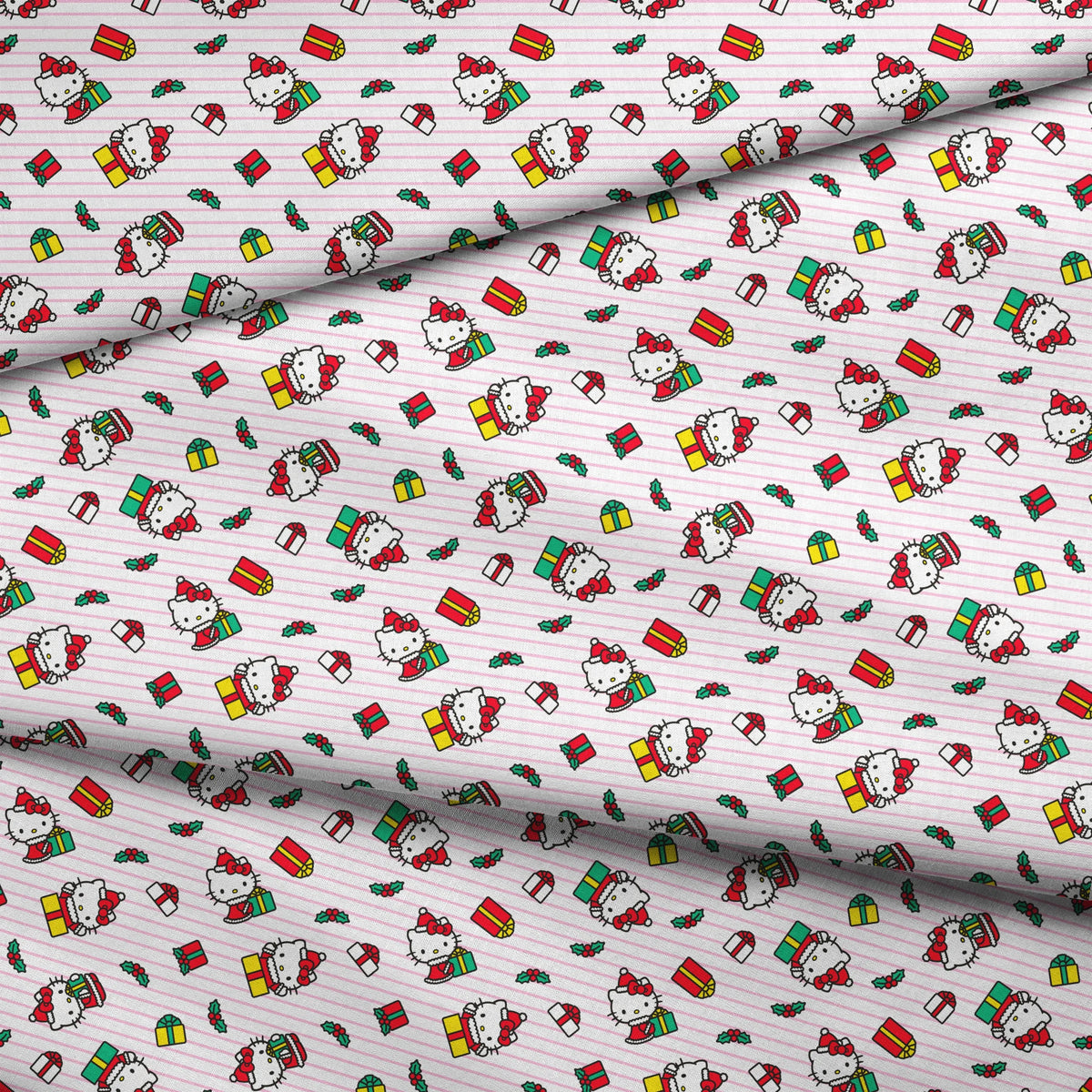 Hello Kitty® Christmas Presents Stripes Fabric