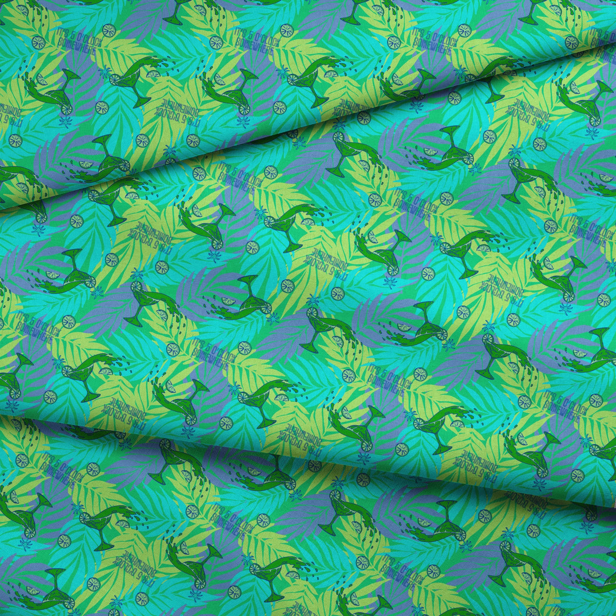 Margaritaville It's 5'O Clock Somewhere Tropical Turquoise Fabric