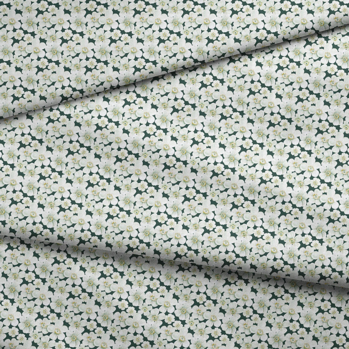 Danielle Murray Anemone Floral on Forest Green Fabric